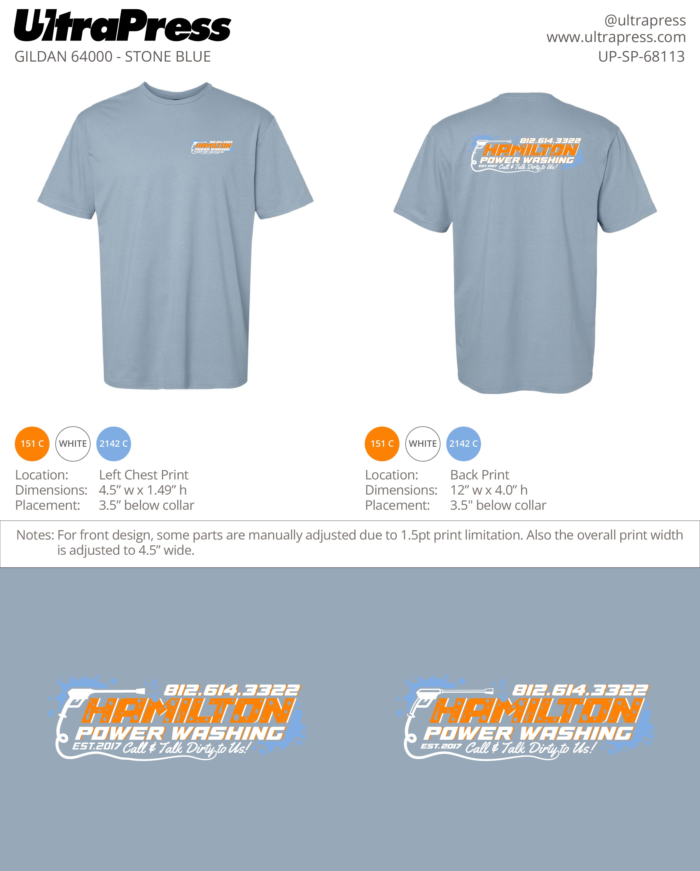 UP-SP-68113 Hamilton Power Washing - Jordan Hamilton (White Ink) 100 Min Qty (Bulk)