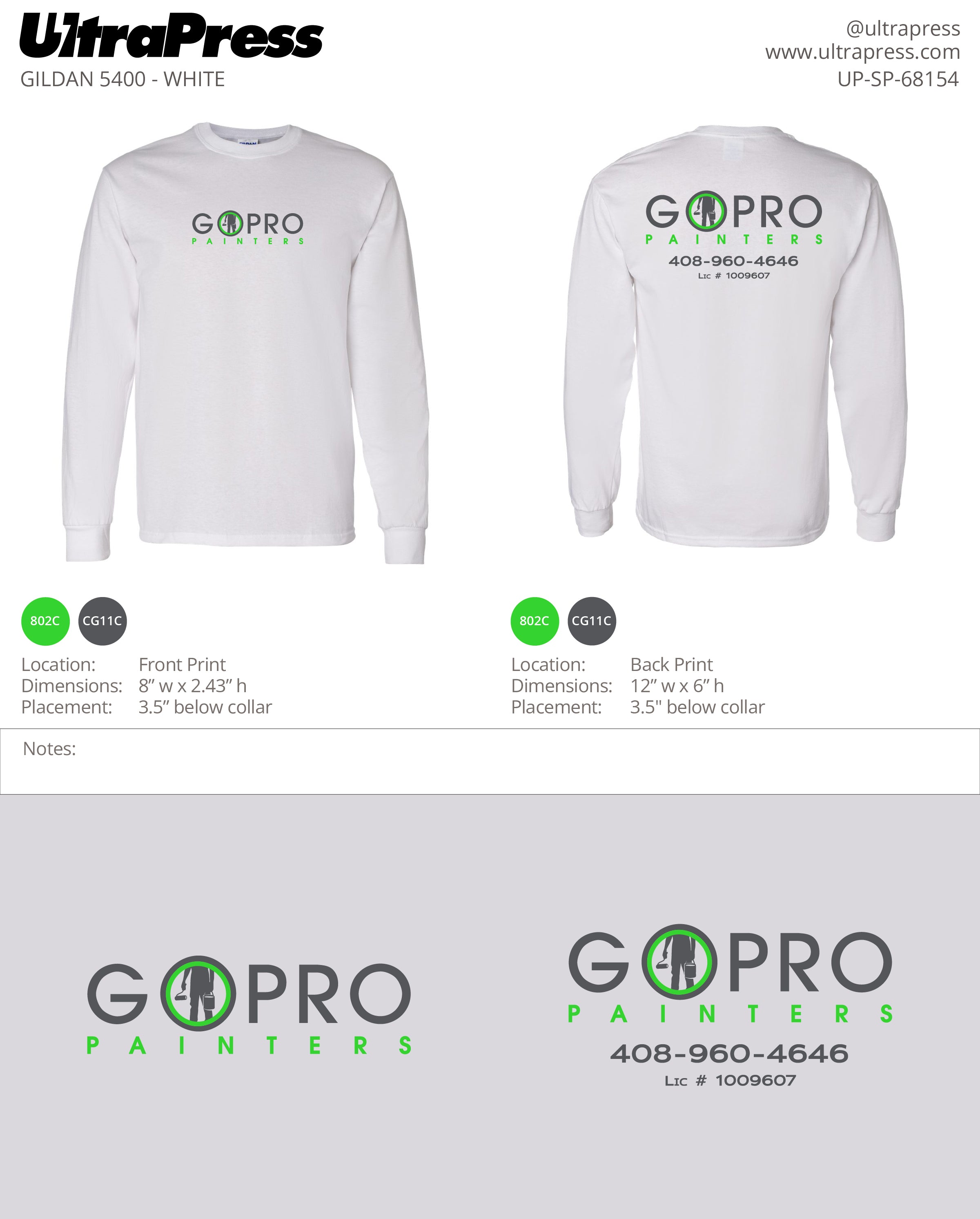 UP-SP-68154 GOPRO Painters - Brian Vonderwerth (White Garment) 48 Min Qty (Bulk)