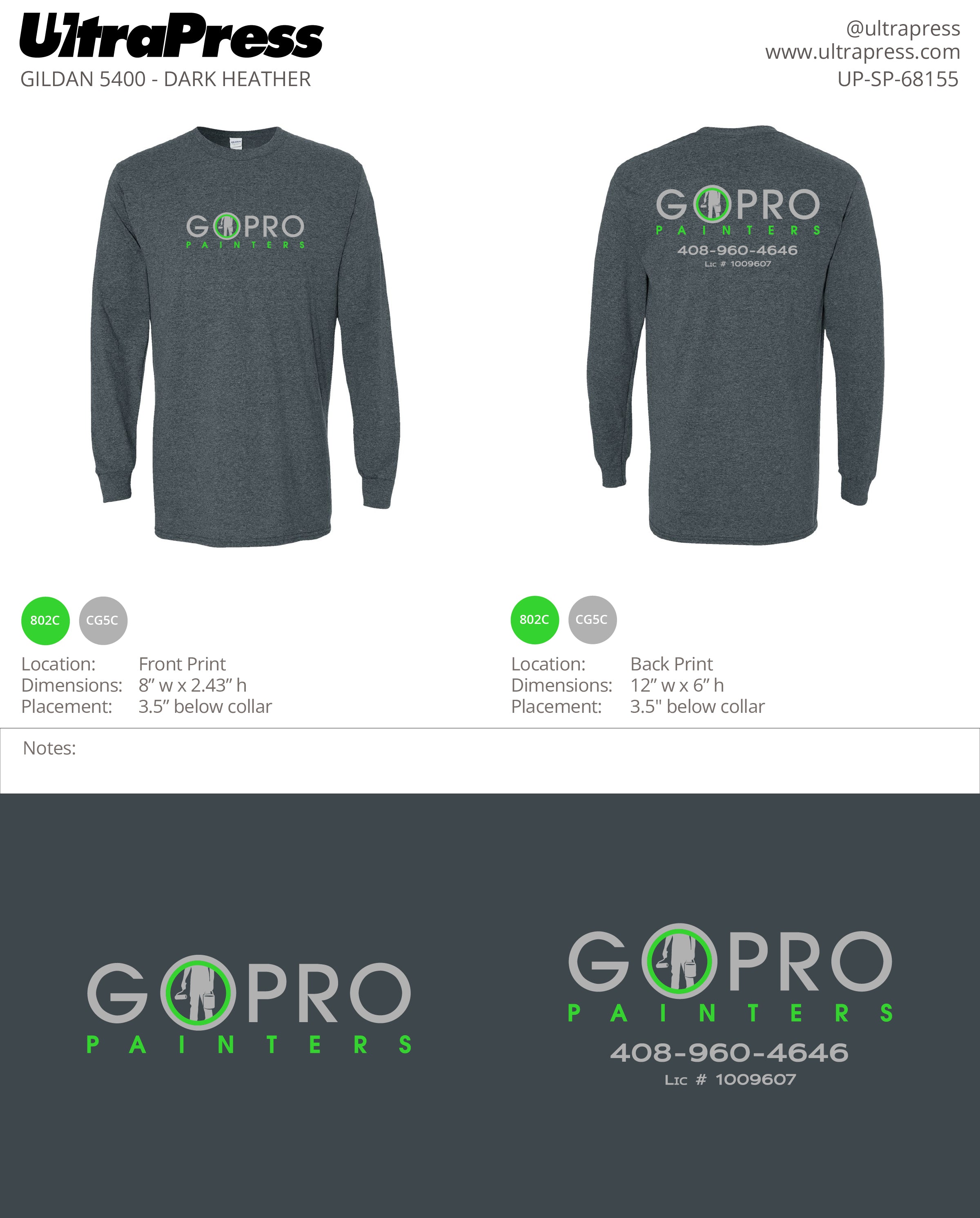 UP-SP-68155 GOPRO Painters - Brian Vonderwerth (Dark Heather Garment) 48 Min Qty (Bulk)