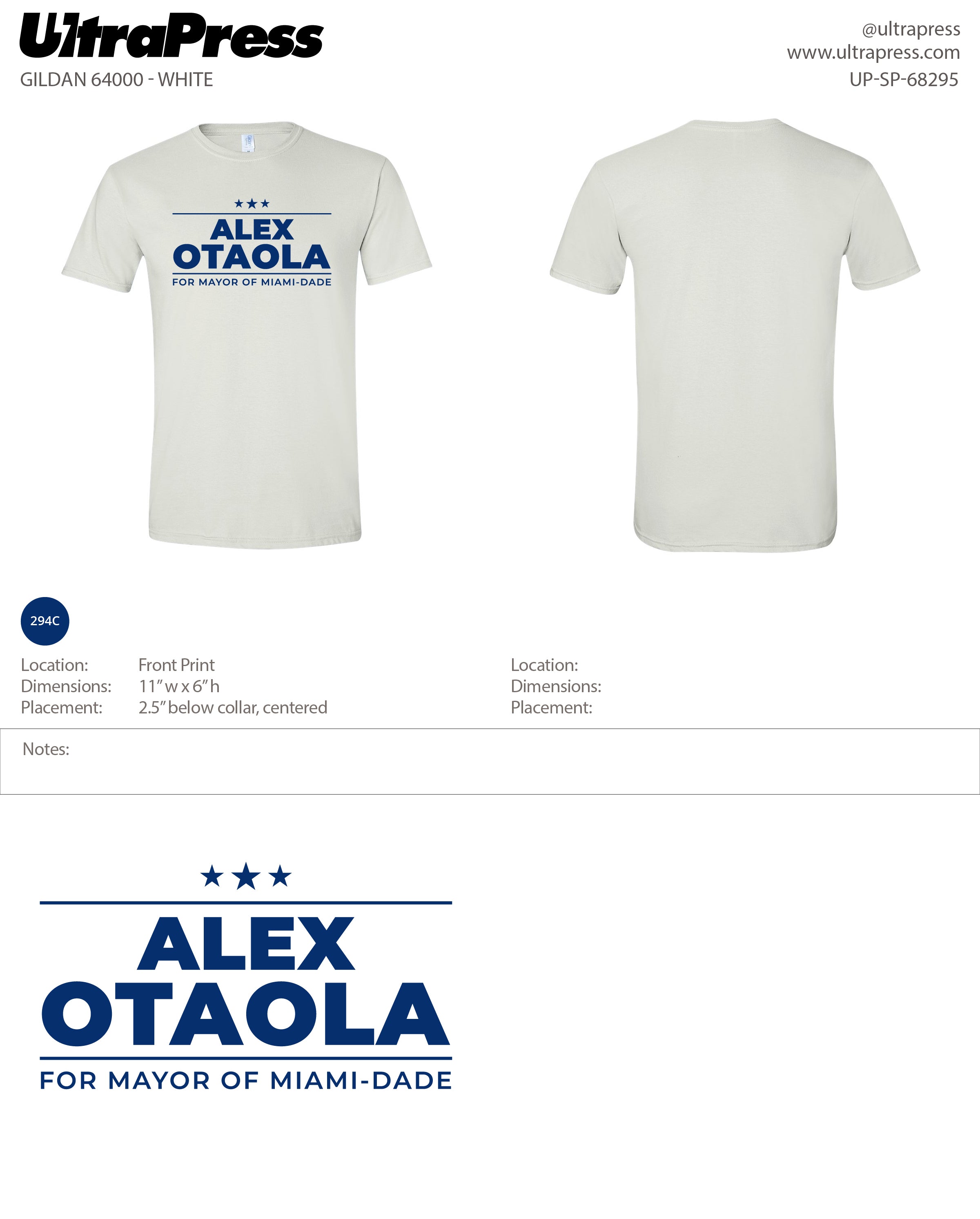 UP-SP-68295 Alex Otaolo - Andy Santana (Blue Ink) 100 Min Qty (Bulk)