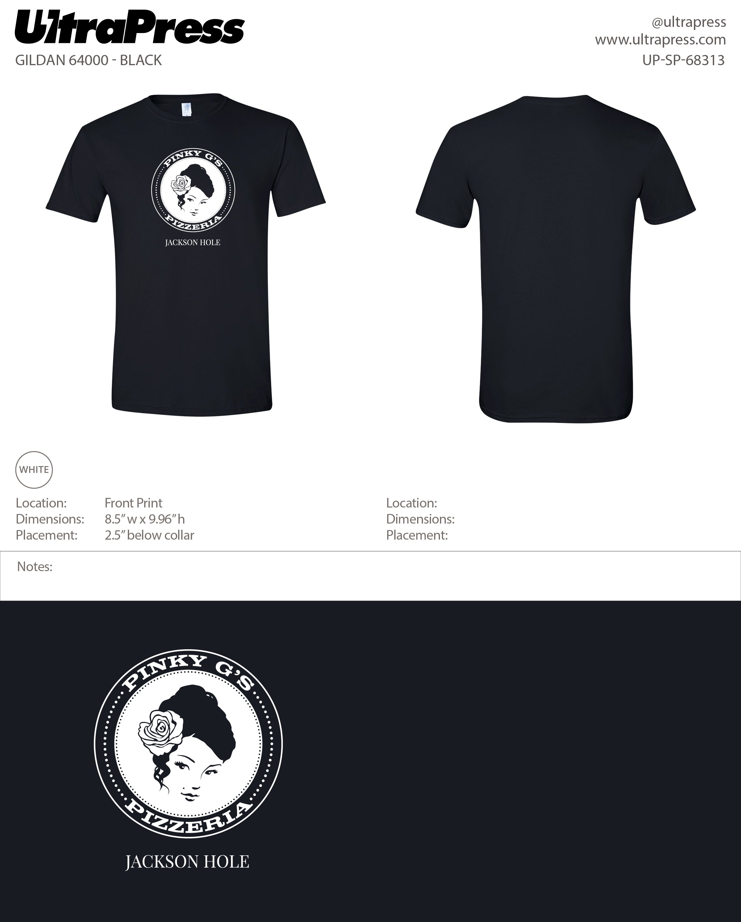 UP-SP-68313 Pinky G's White Logo - Deaglan Collins 100 Min Qty (Bulk)