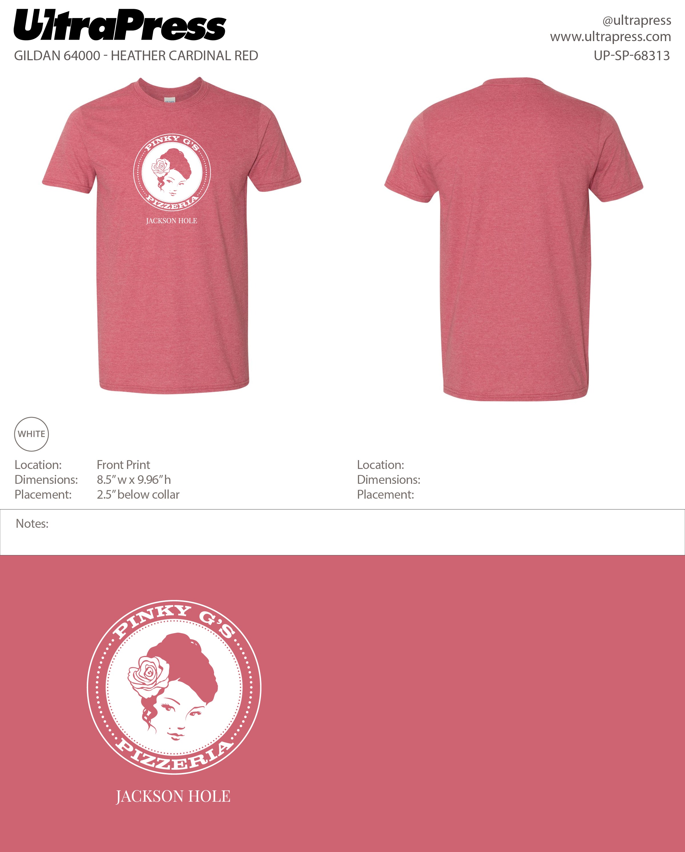 UP-SP-68313 Pinky G's White Logo - Deaglan Collins 100 Min Qty (Bulk)