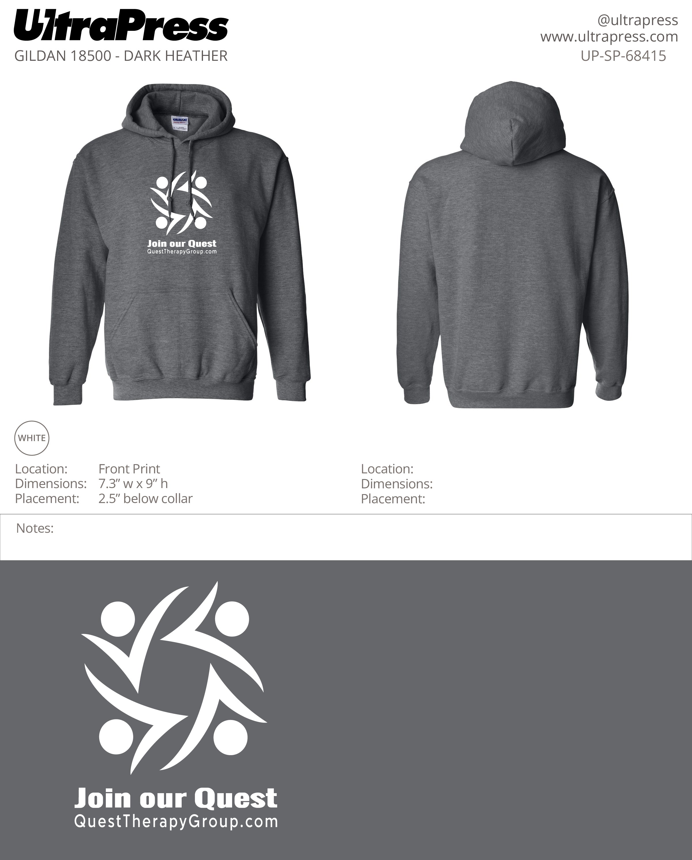 UP-SP-68415 Quest Therapy Group - Raphael Nersisyan (Dark Heather Hoodie) 50 Package Deal (Bulk)