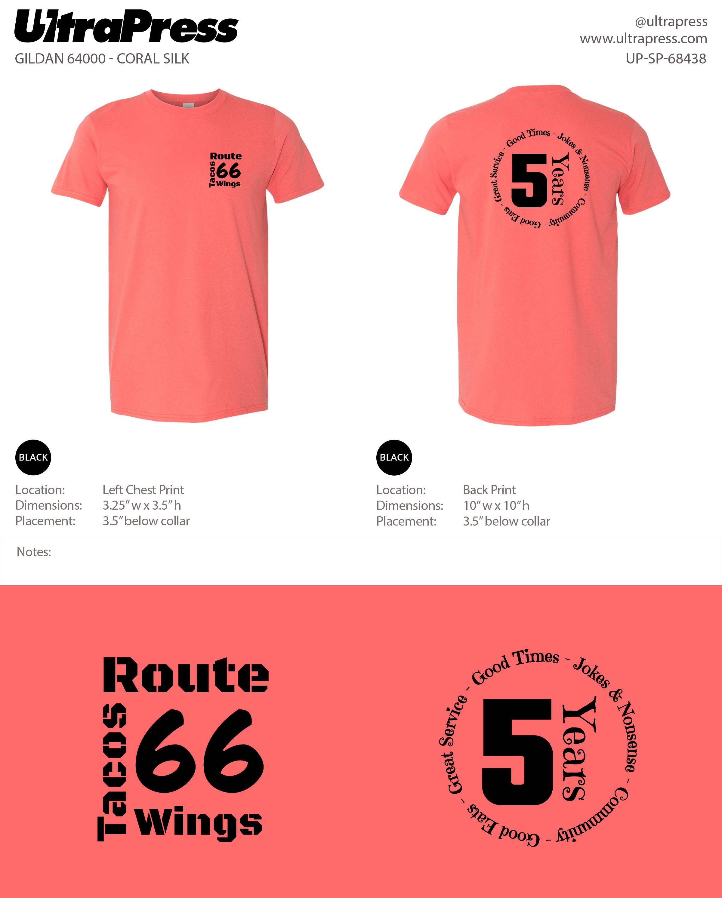 UP-SP-68438 Route 66 Tacos Wings - John Randles 100 Pieces Package (Bulk)