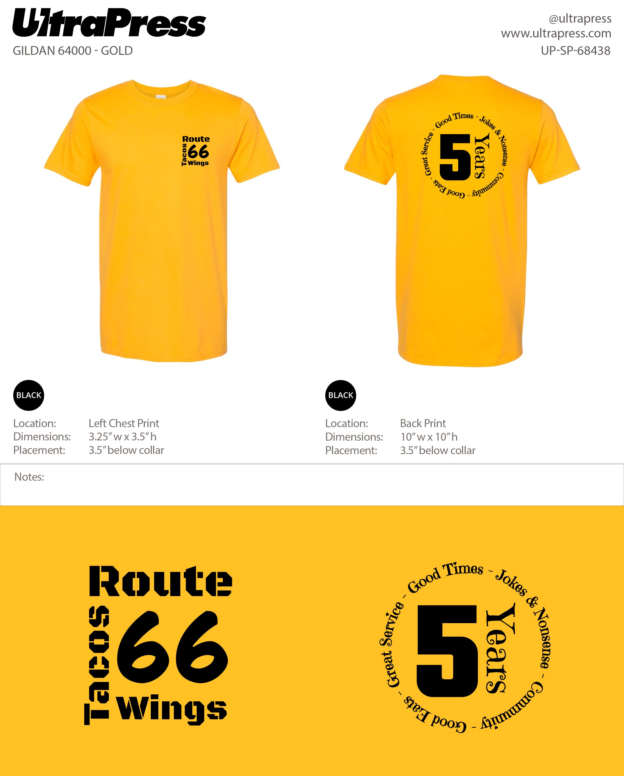 UP-SP-68438 Route 66 Tacos Wings - John Randles 100 Pieces Package (Bulk)