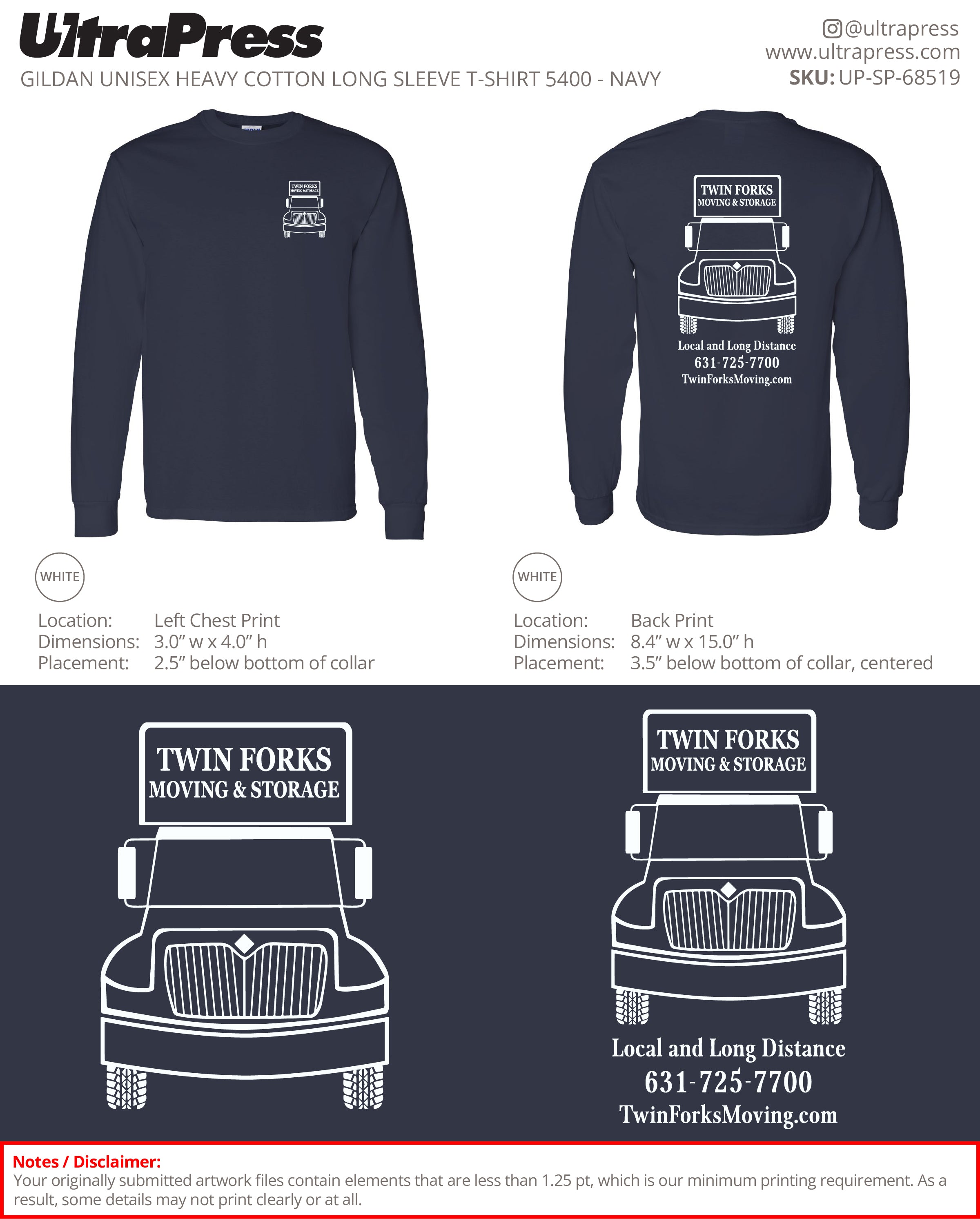 UP-SP-68519 Twin Forks Moving and Storage (White Ink) LS - Cate Quigley 50 Min Qty (Bulk)