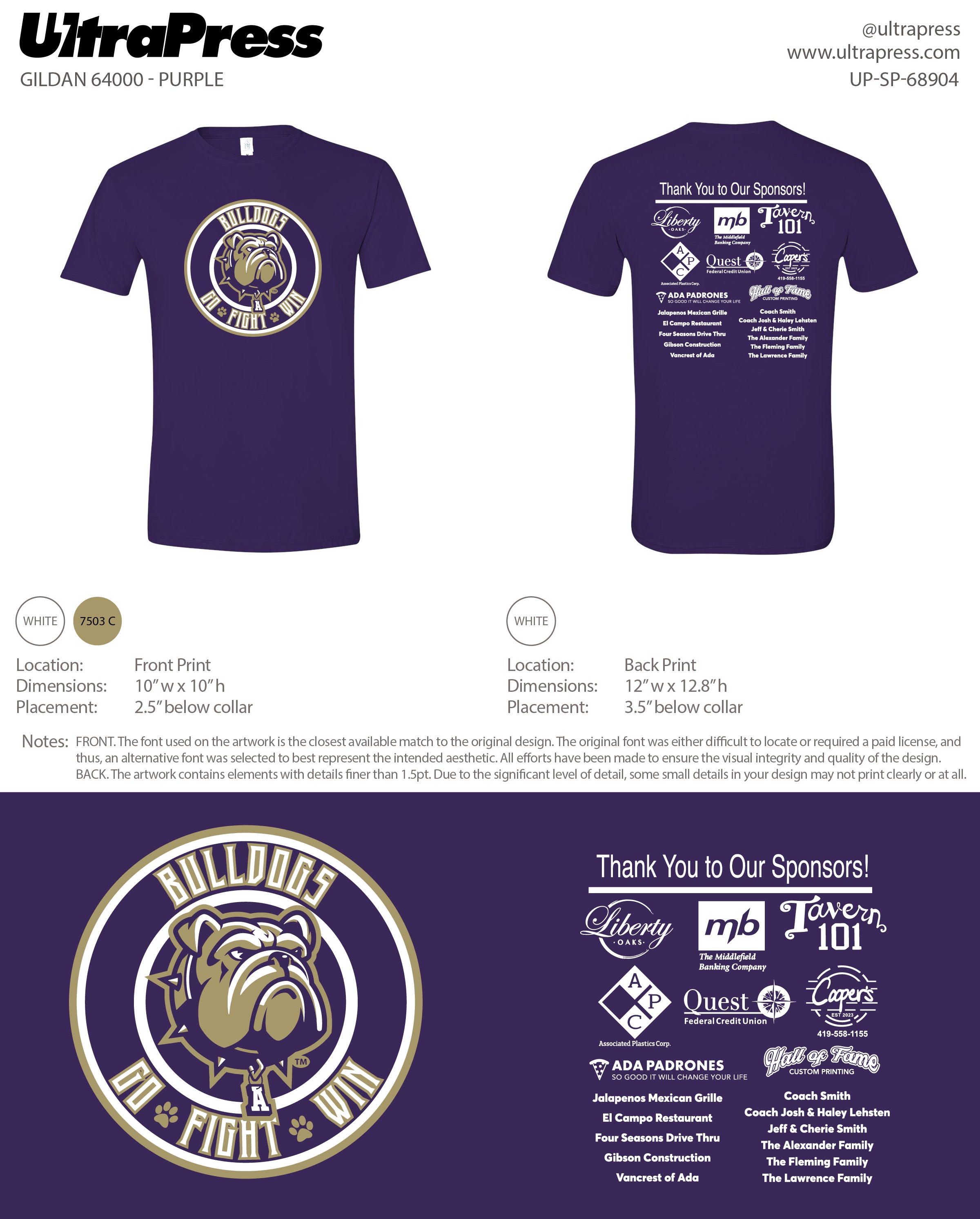 UP-SP-68904 Bulldogs - Michael Hall (Purple Shirts) 100 Min Qty (Bulk)