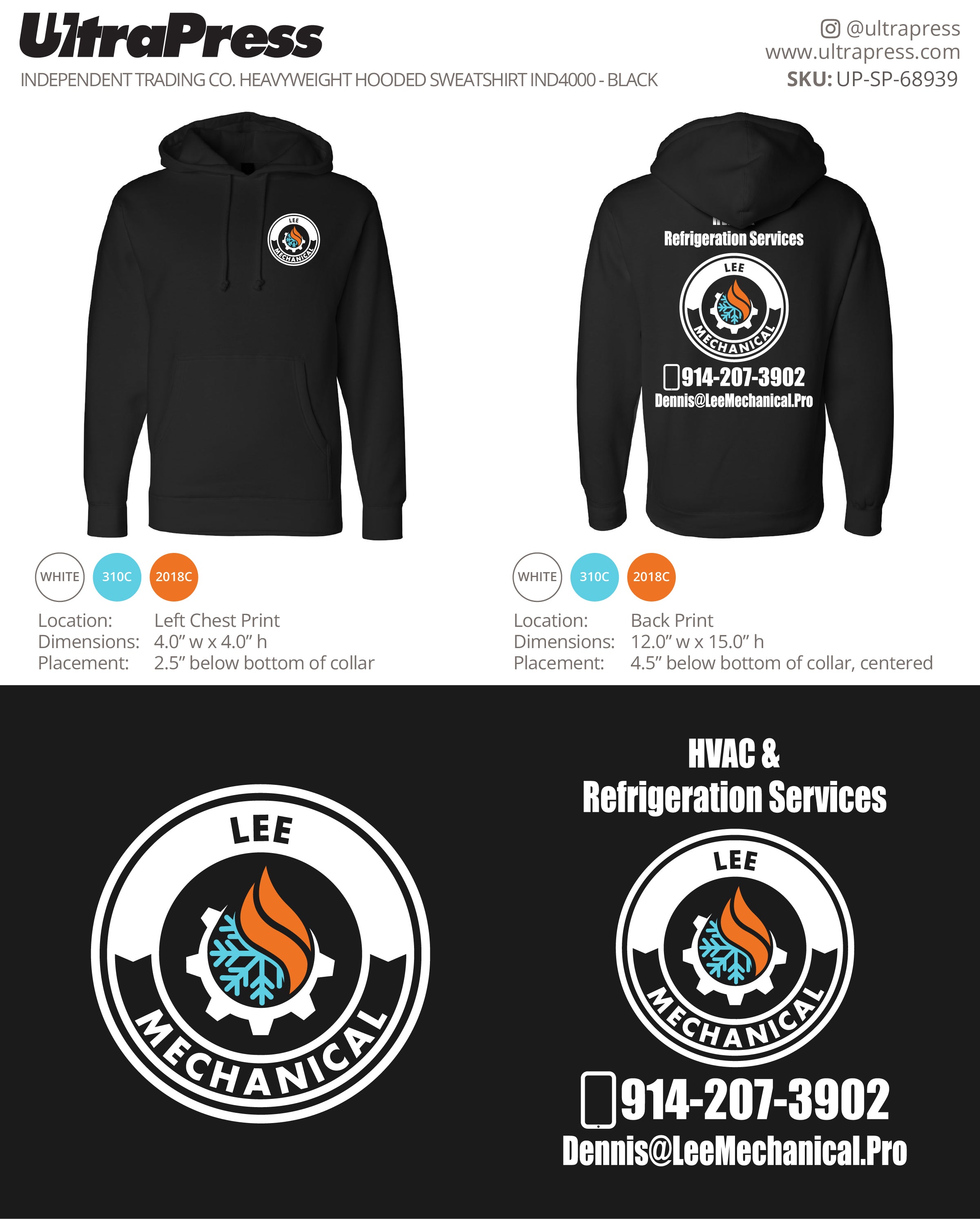 UP-SP-68939 Lee Mechanical Hoodies - Dennis 72 Min Qty (Bulk)