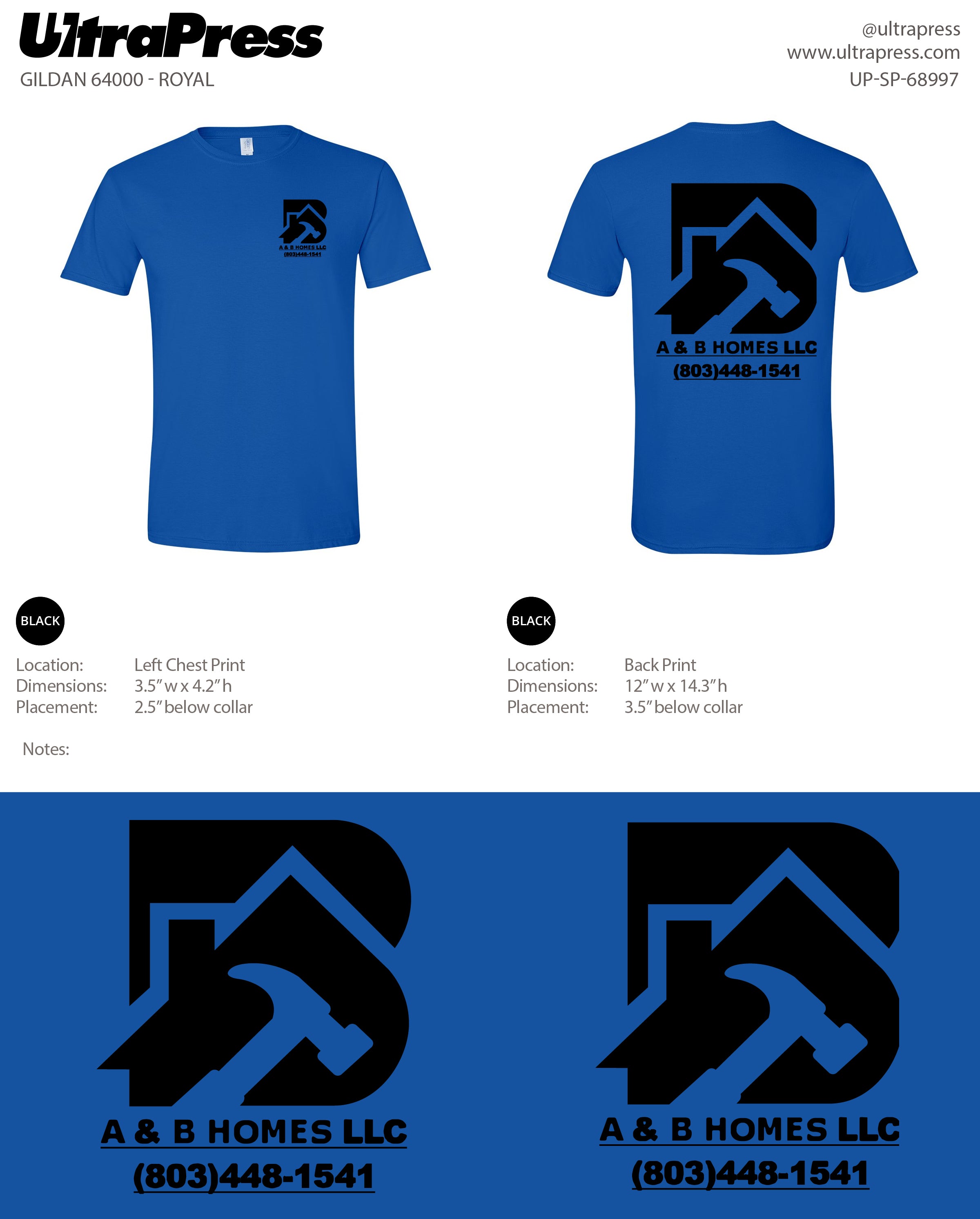 UP-SP-68997 A&B Homes LLC - Aaron Smith 50 Min Qty (Bulk)