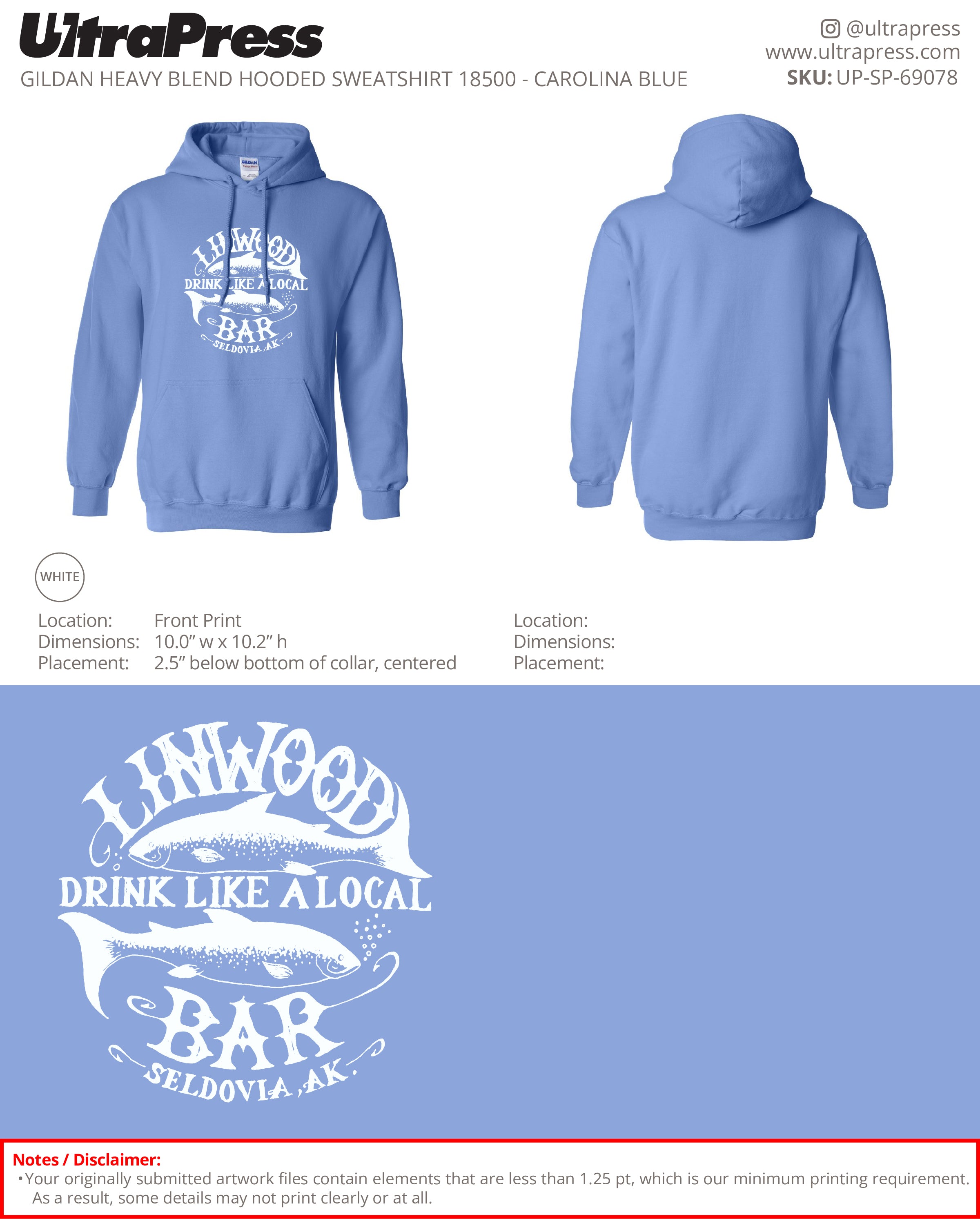 UP-SP-69078 Linwood Hoodies - Stephanie Blanchard 50 Min Qty (Bulk)