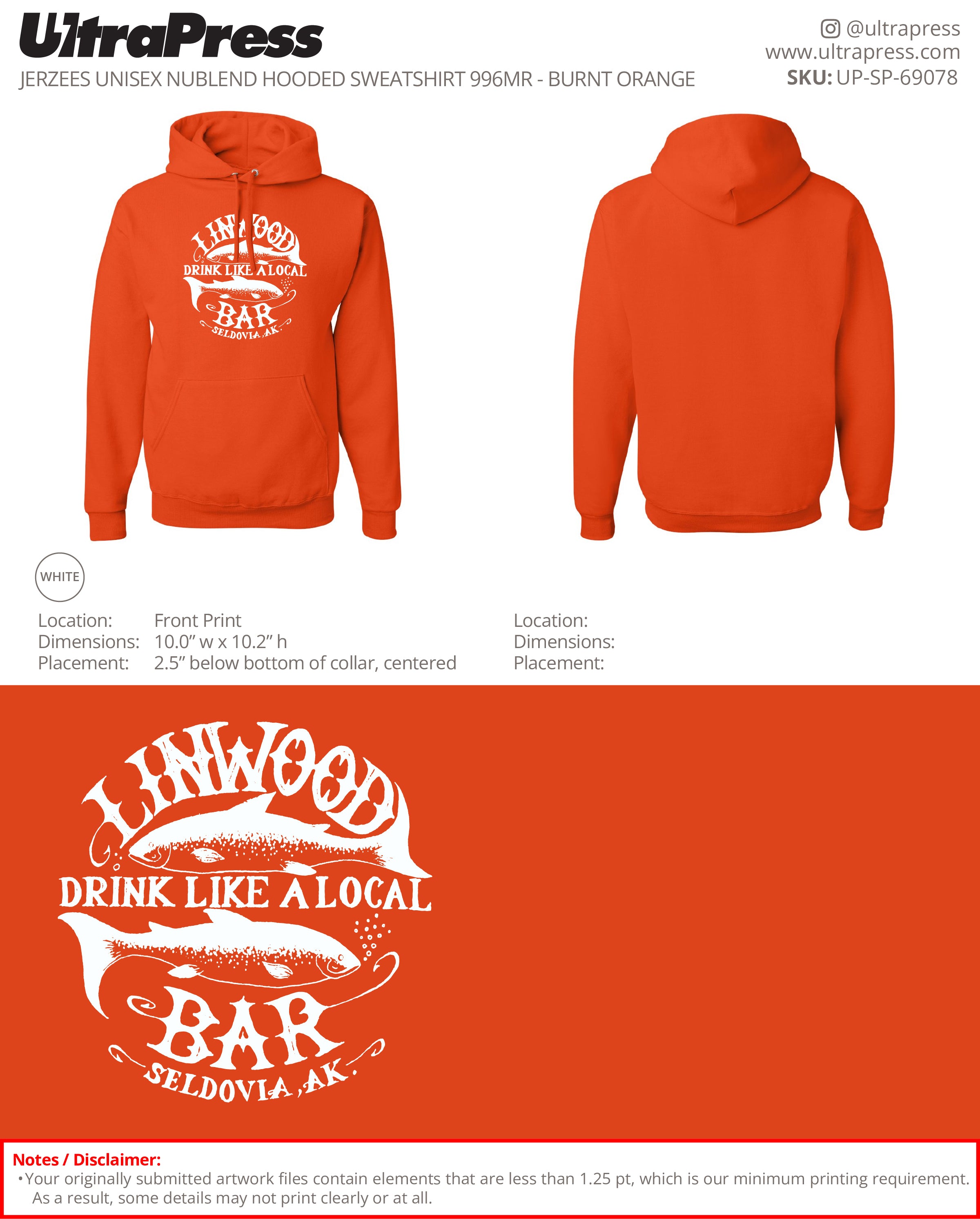 UP-SP-69078 Linwood Hoodies - Stephanie Blanchard 50 Min Qty (Bulk)