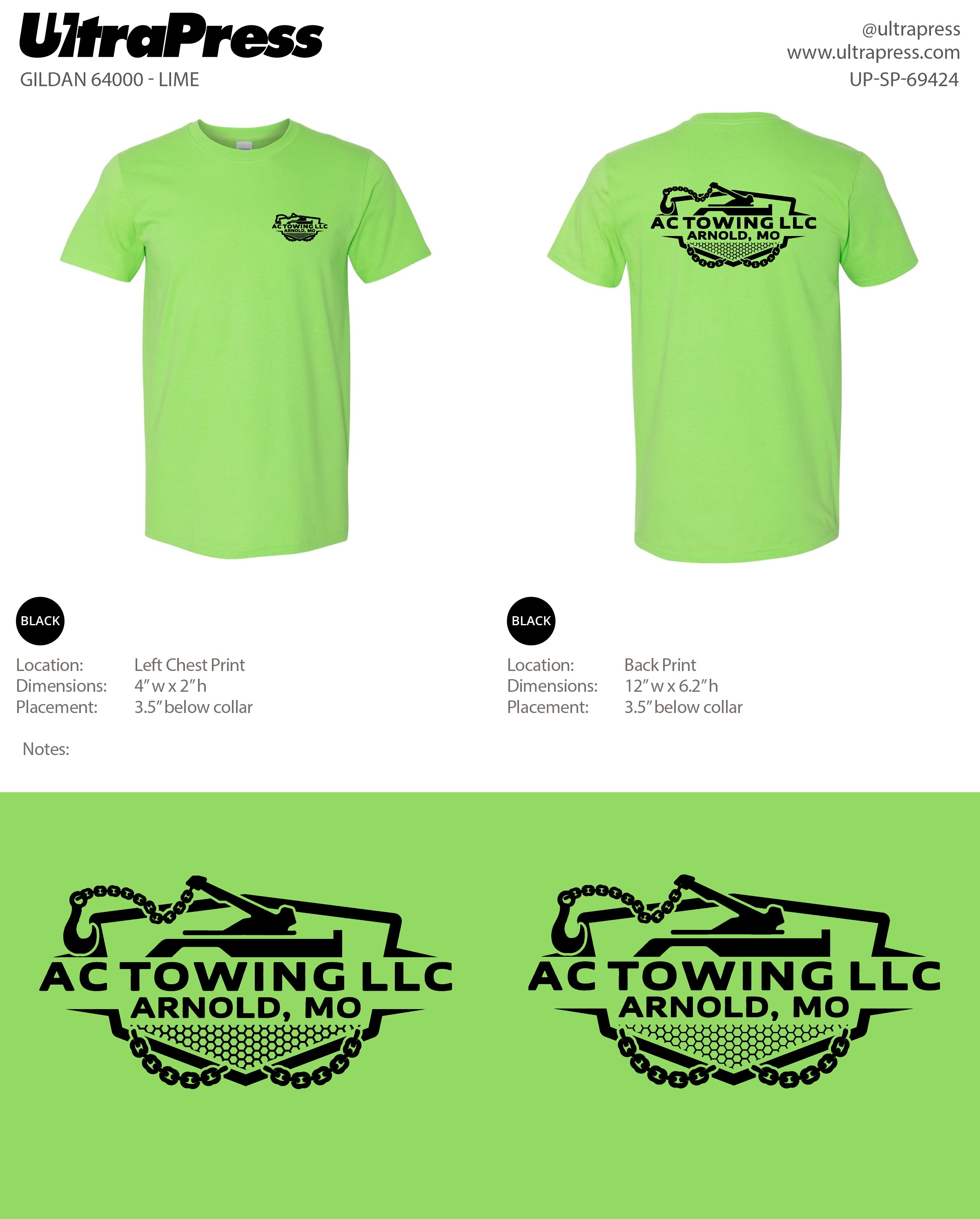 UP-SP-69492 AC Towing LLC Green - Asmir Catic 48 Min Qty (Bulk)