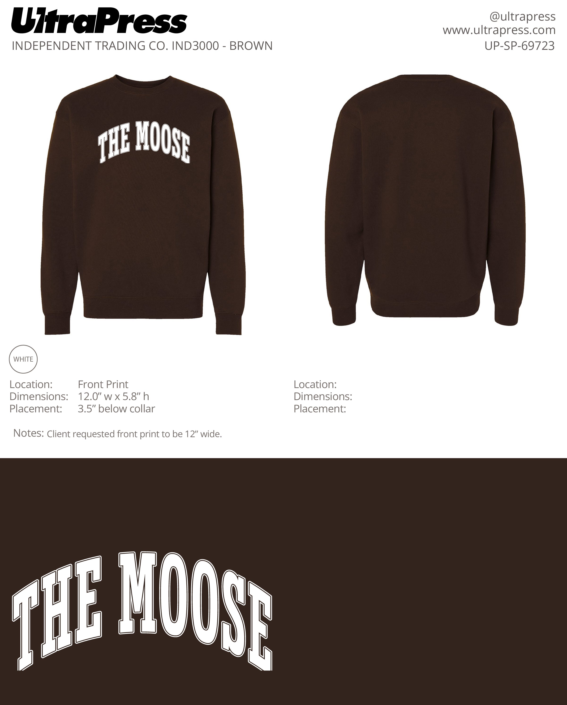 UP-SP-69723 The Moose Crewnecks - Dionne Puorto 72 Min Qty (Bulk)