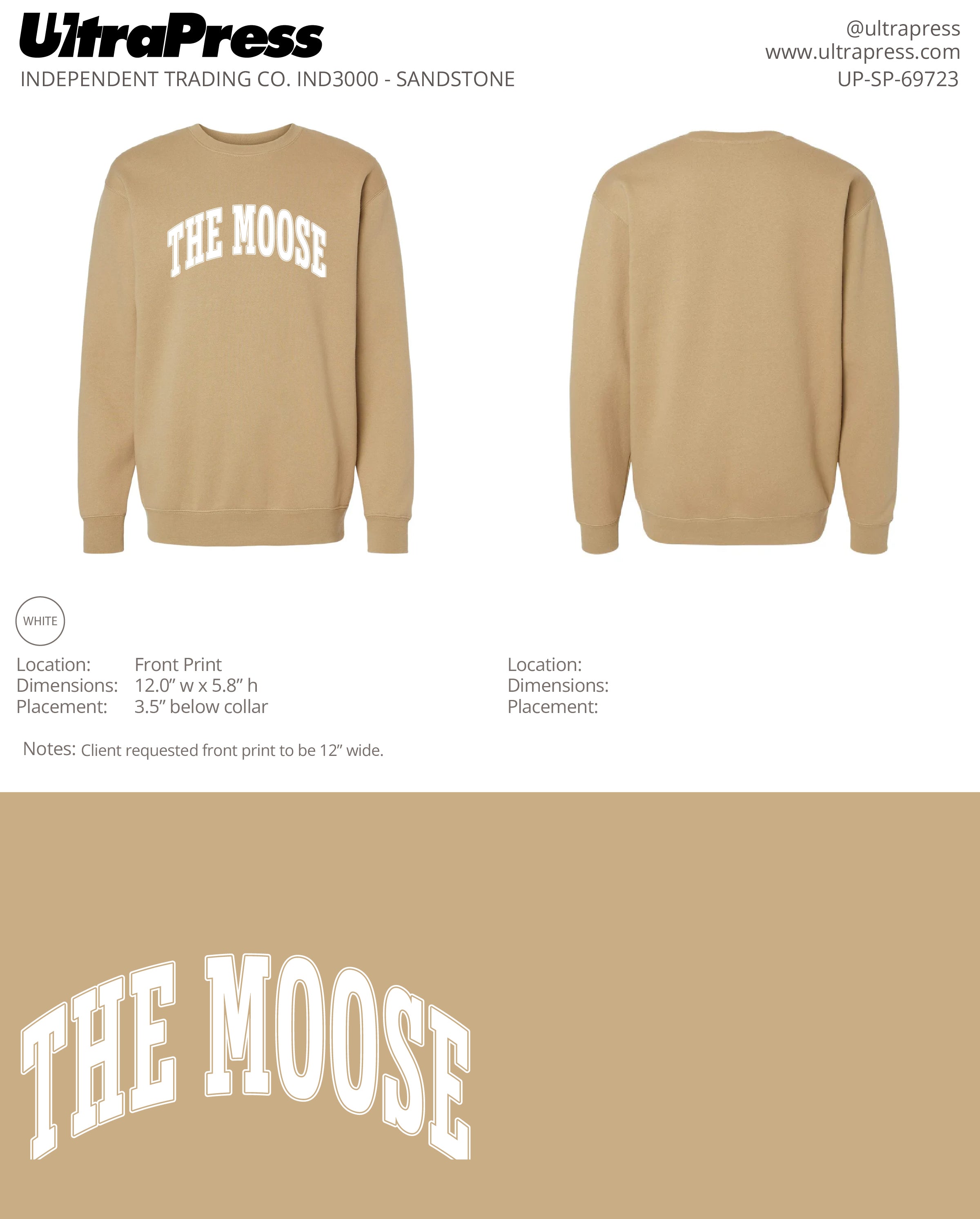 UP-SP-69723 The Moose Crewnecks - Dionne Puorto 72 Min Qty (Bulk)