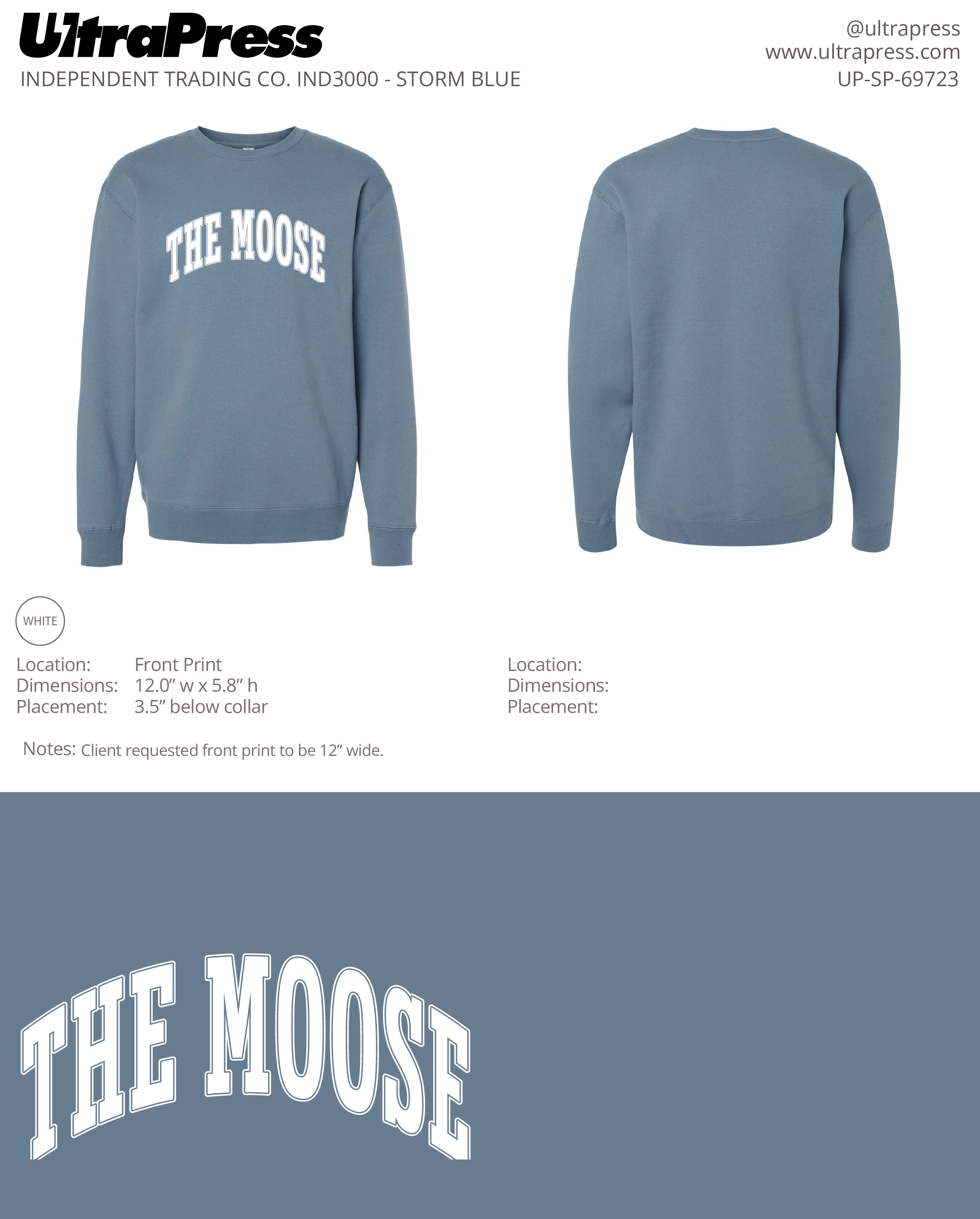 UP-SP-69723 The Moose Crewnecks - Dionne Puorto 72 Min Qty (Bulk)