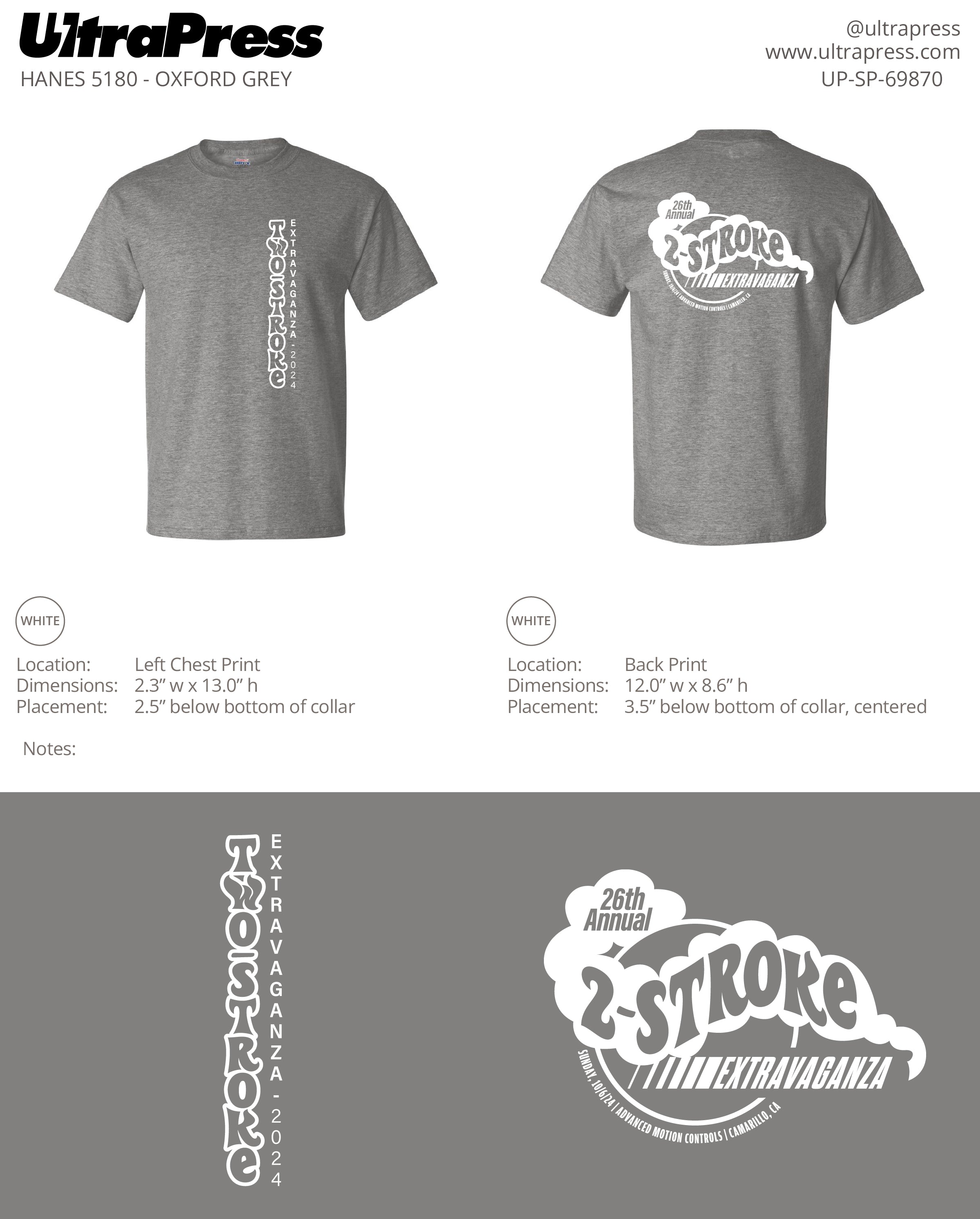 UP-SP-69870 Two Stroke Extravaganza 2024 T-Shirts - 144 Min Qty (Bulk)