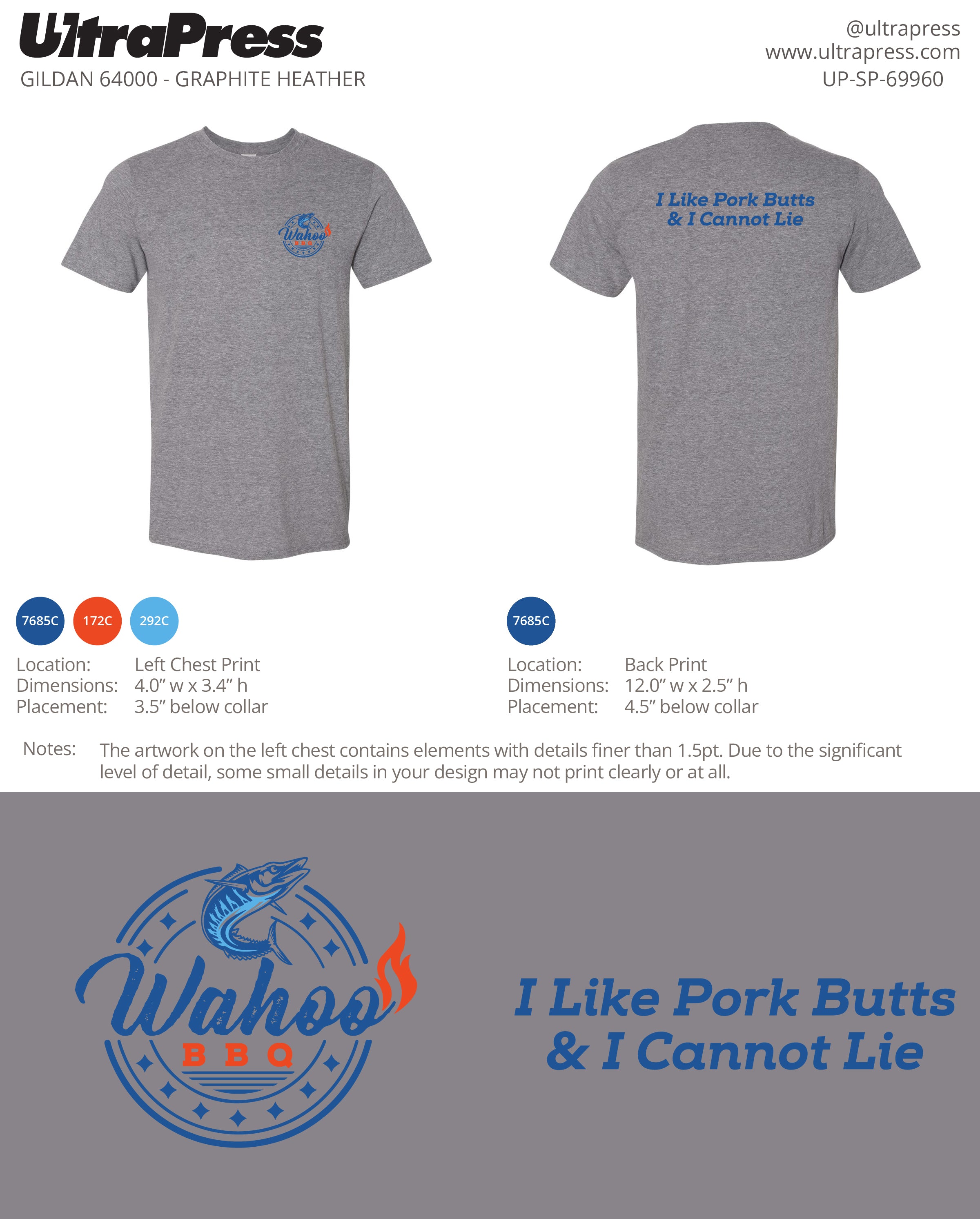 UP-SP-69960 Wahoo BBQ I Love Pork Butts & I Cannot Lie - Howard Brown 24 Min Qty (Bulk)