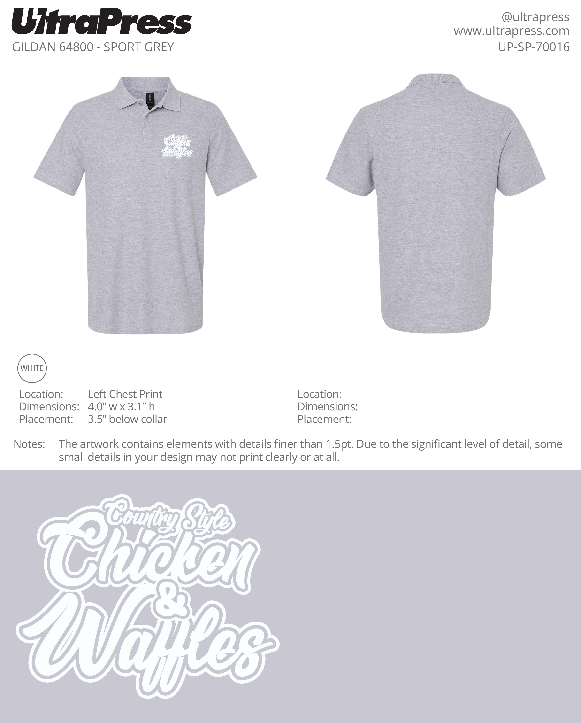 UP-SP-70016 Country Style Chicken & Waffles POLO - Jalil Qayum 24 Min Qty (Bulk)