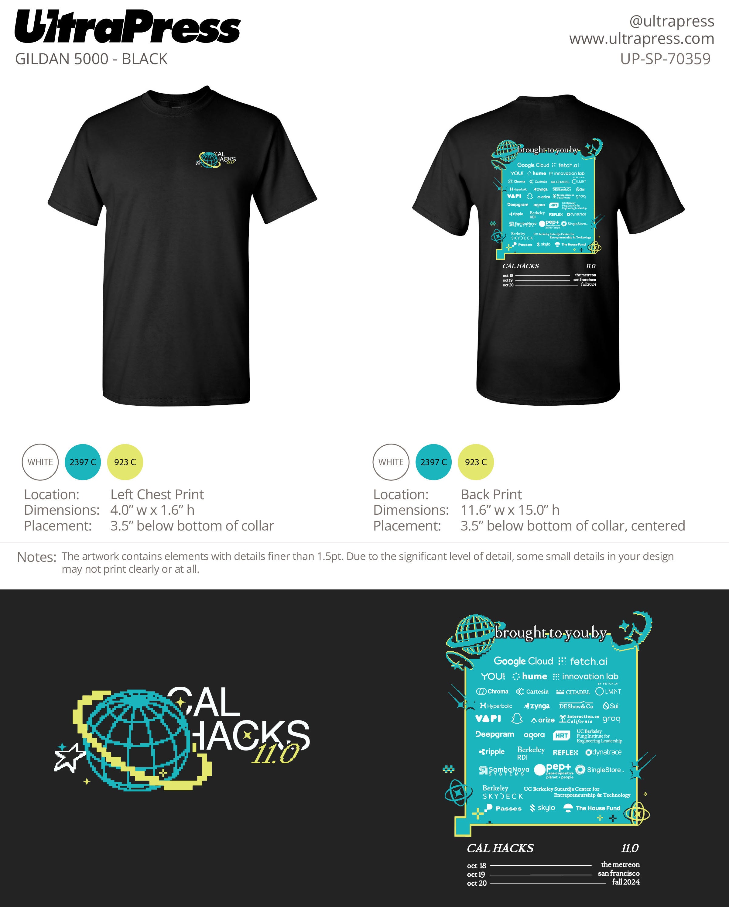 UP-SP-70359 Cal Hacks 11.0 Shirts 2024 1800 Min Qty (Bulk)