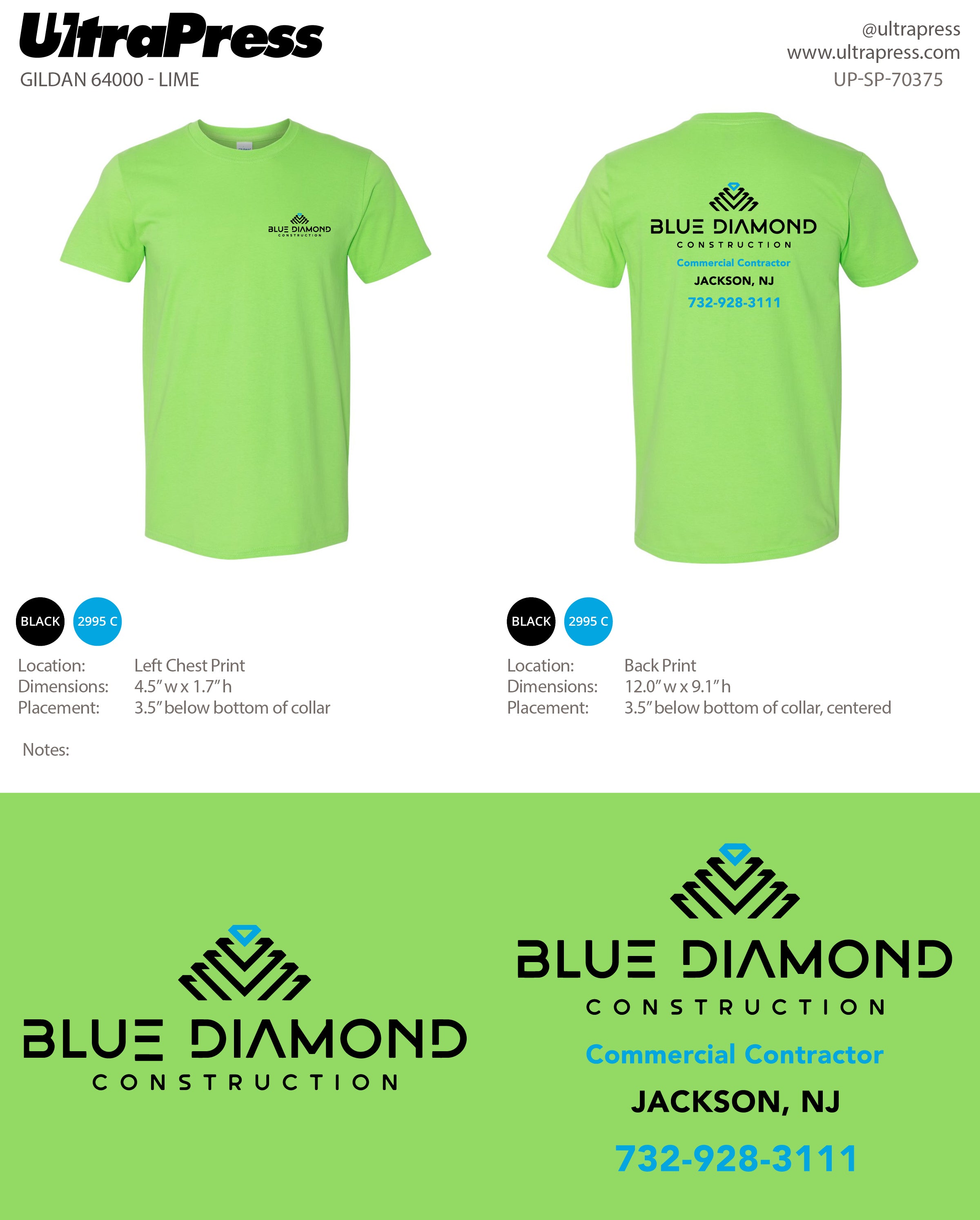 UP-SP-70375 Blue Diamond Construction (Orange and Lime shirts) - Patricia Miller 100 Pieces Package (Bulk)