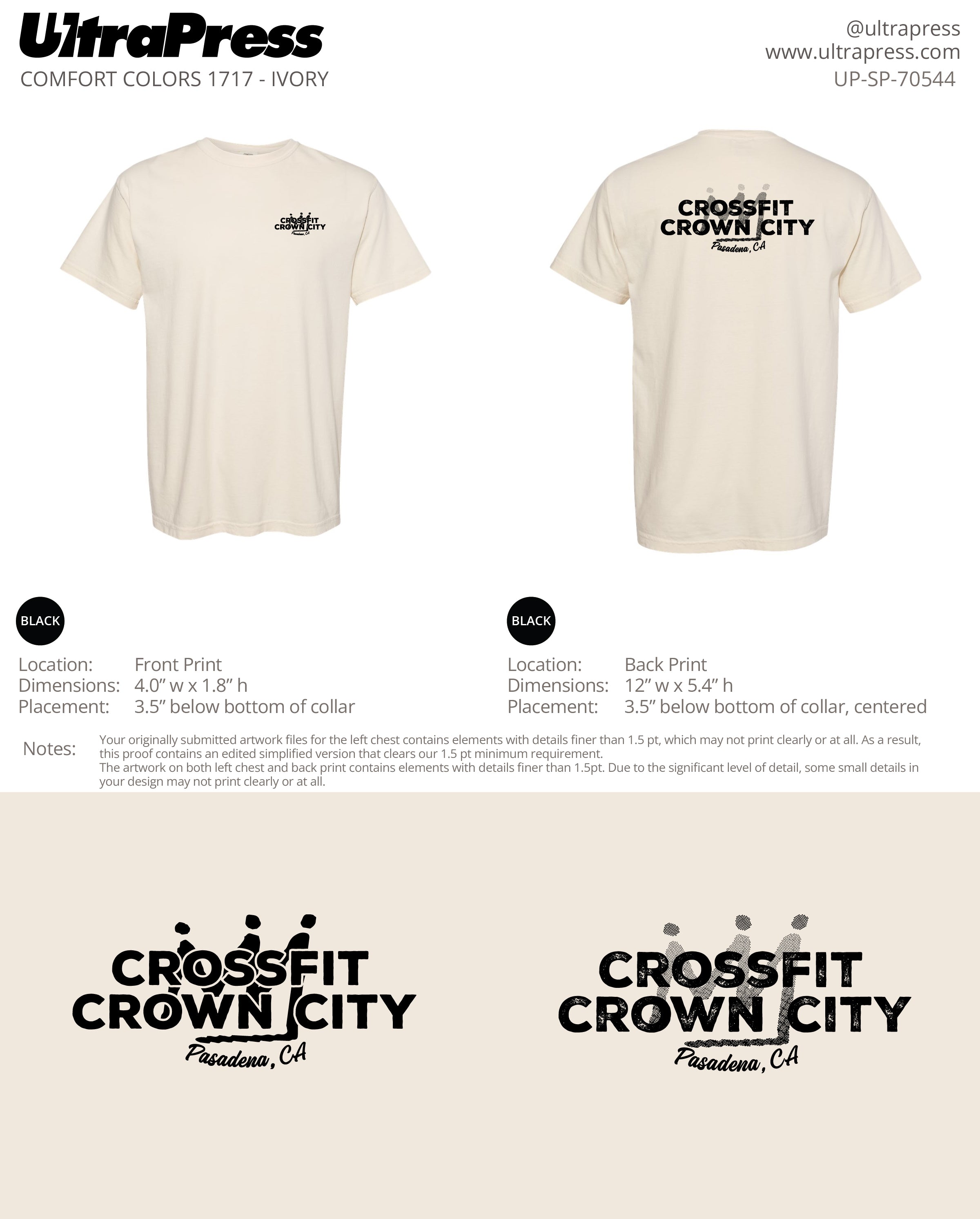 UP-SP-70544 Crossfit Crown City Black Ink SHIRTS- Adam Ridley 24 Min Qty (Bulk)