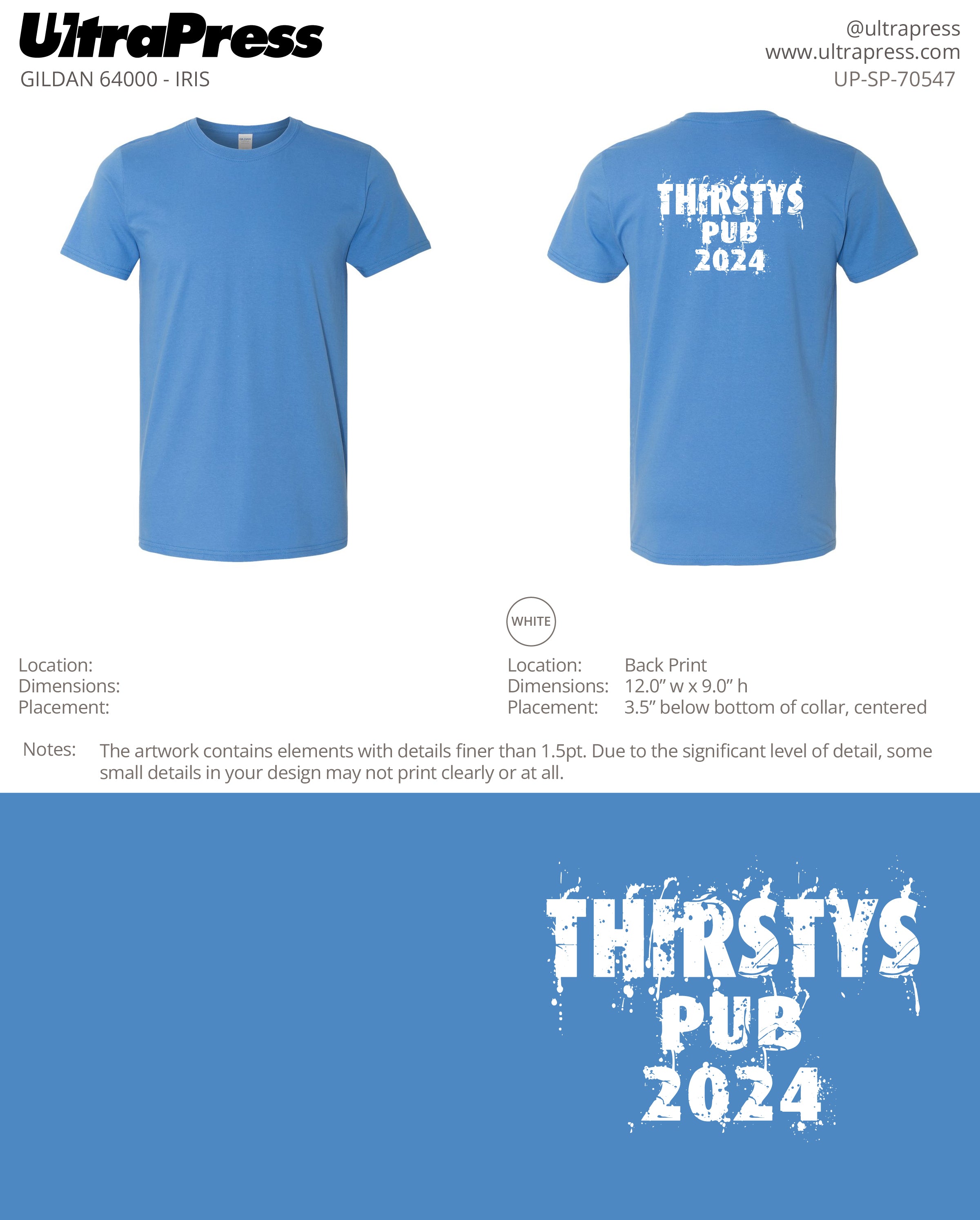 UP-SP-70546 Thirstys Pub 2024 T-Shirt - Tram Dang 100 Pieces Package (Bulk)