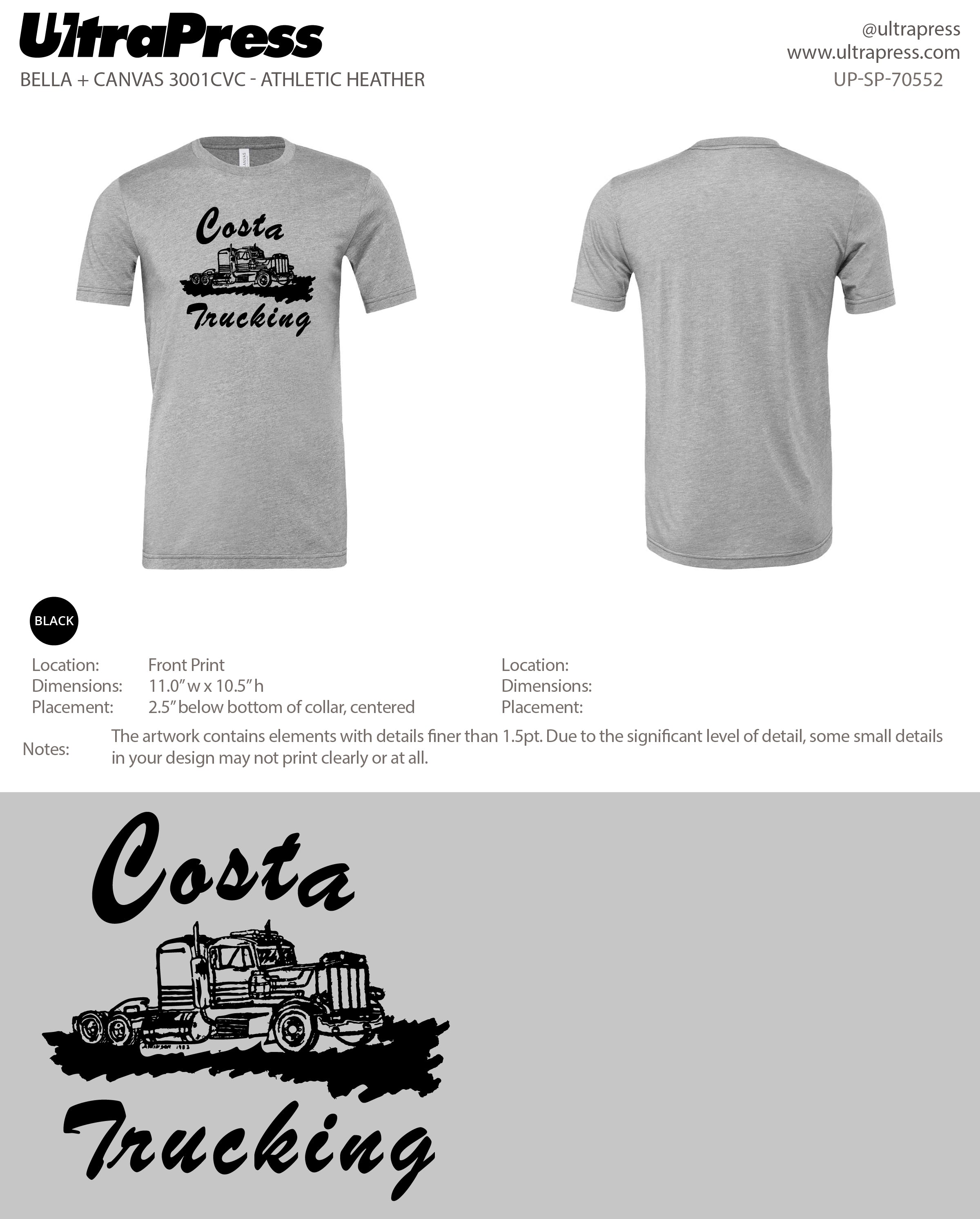 UP-SP-70552 Costa Trucking Tees - Vincent Costa 24 Min Qty (Bulk)