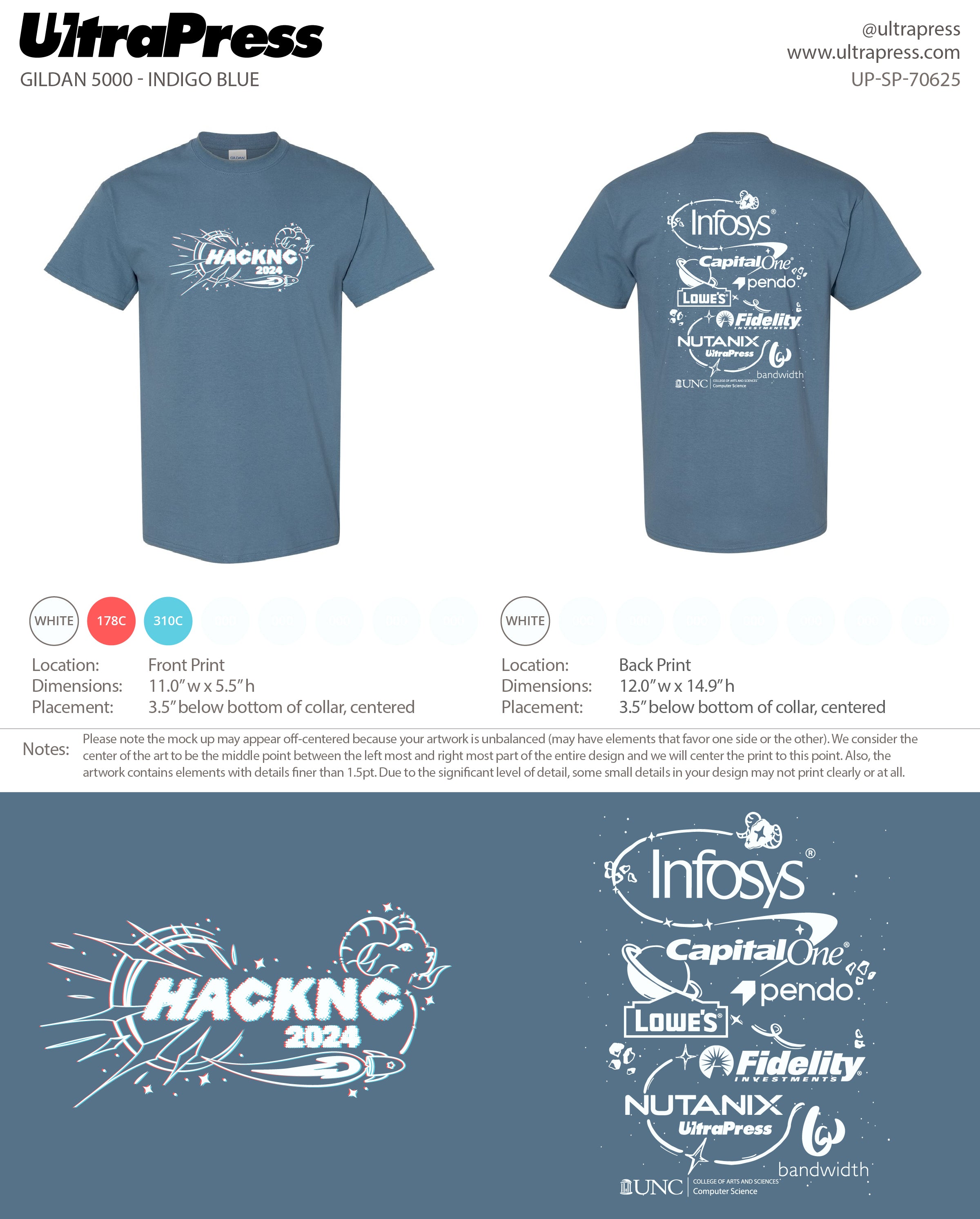 UP-SP-70625 HackNC Hacker Tee - Audrey Toney 500 Min Qty (Bulk)