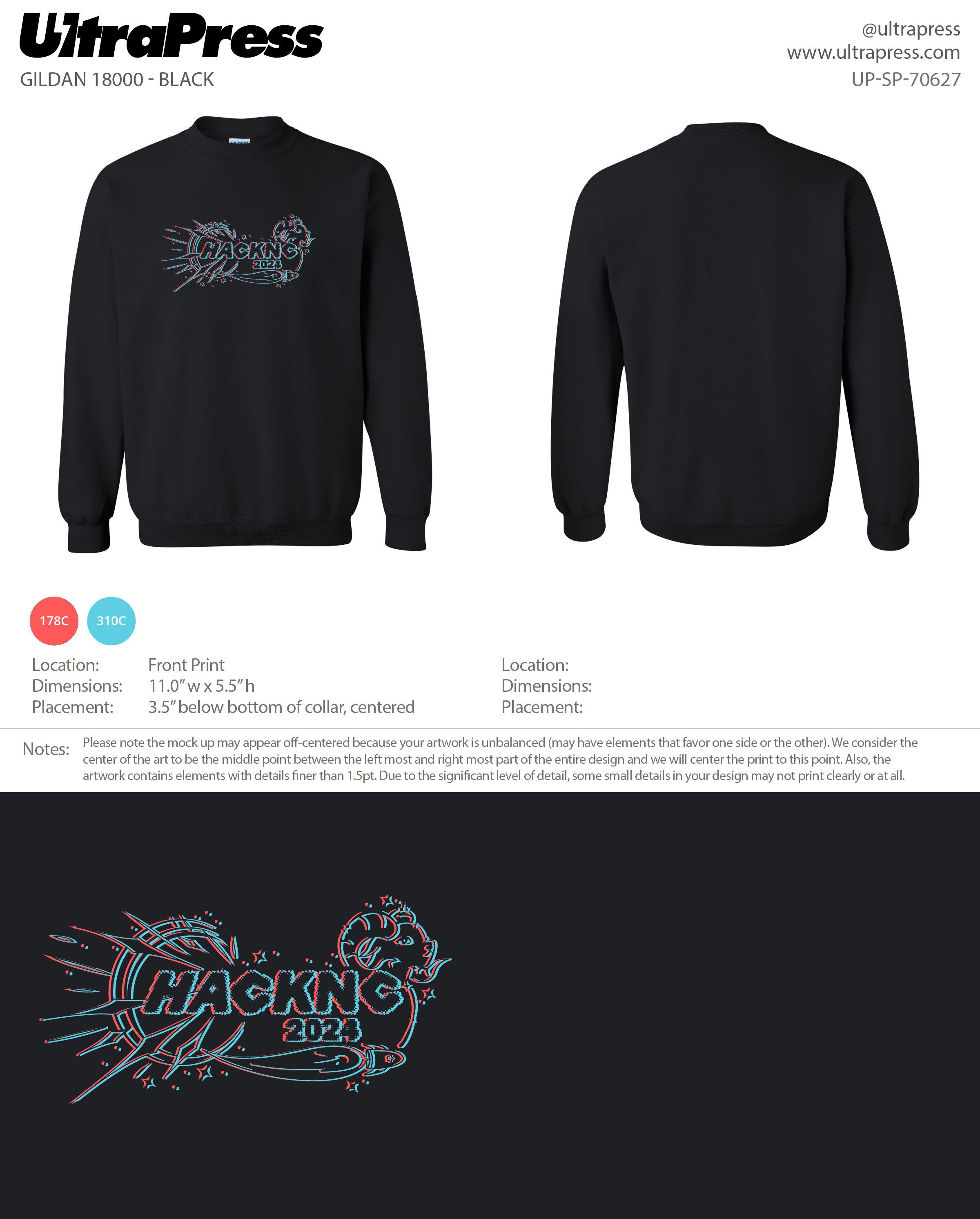 UP-SP-70627 HackNC Director Crewneck - Audrey Toney 14 Min Qty (Bulk)