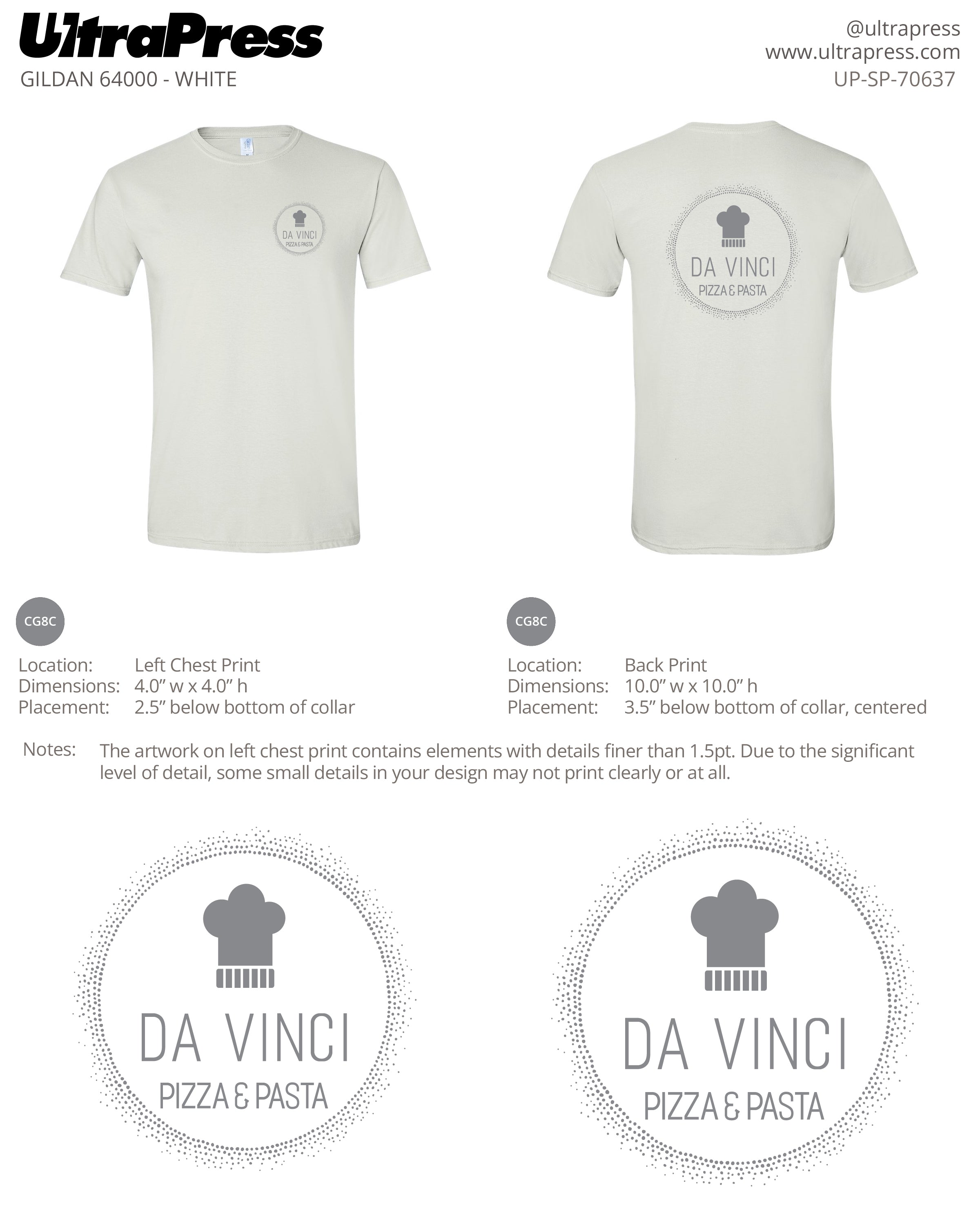 UP-SP-70637 Da Vinci Pizza & Pasta - Mohey Osman 100 Pieces Package (Bulk)