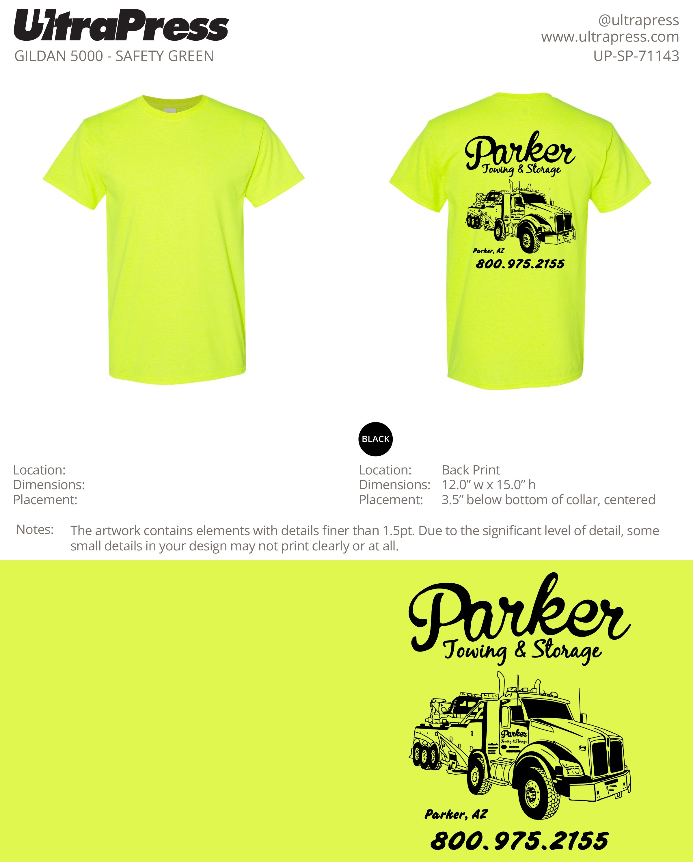 UP-SP-71143 Parker Towing and Storage 300 Min Qty (Bulk)