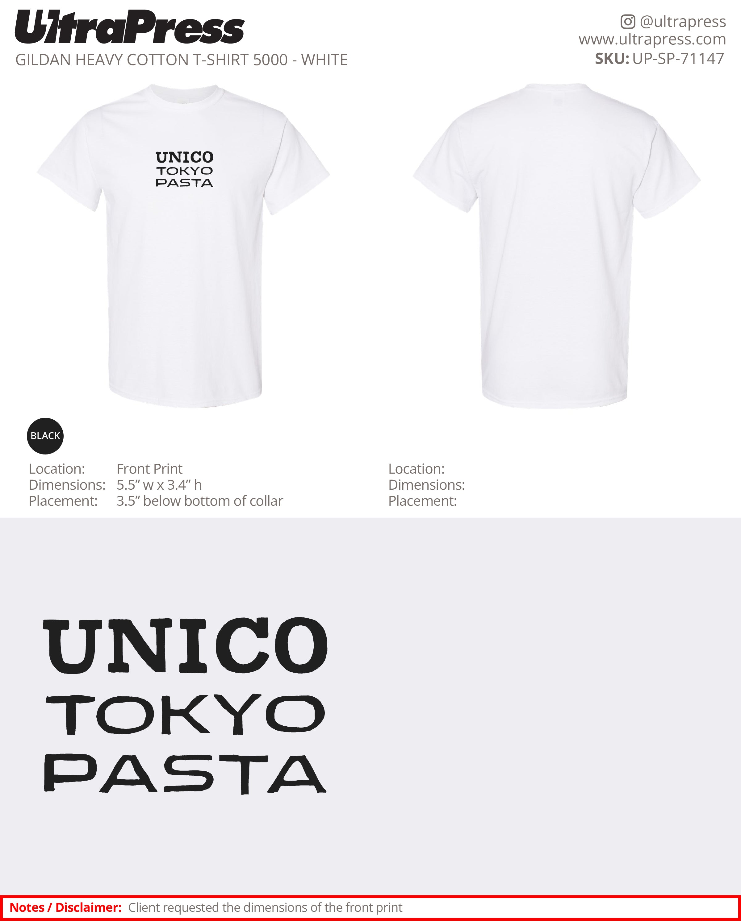 UP-SP-71147 Unico Tokyo Pasta - Takashi Sada 100 Pieces Package (Bulk)