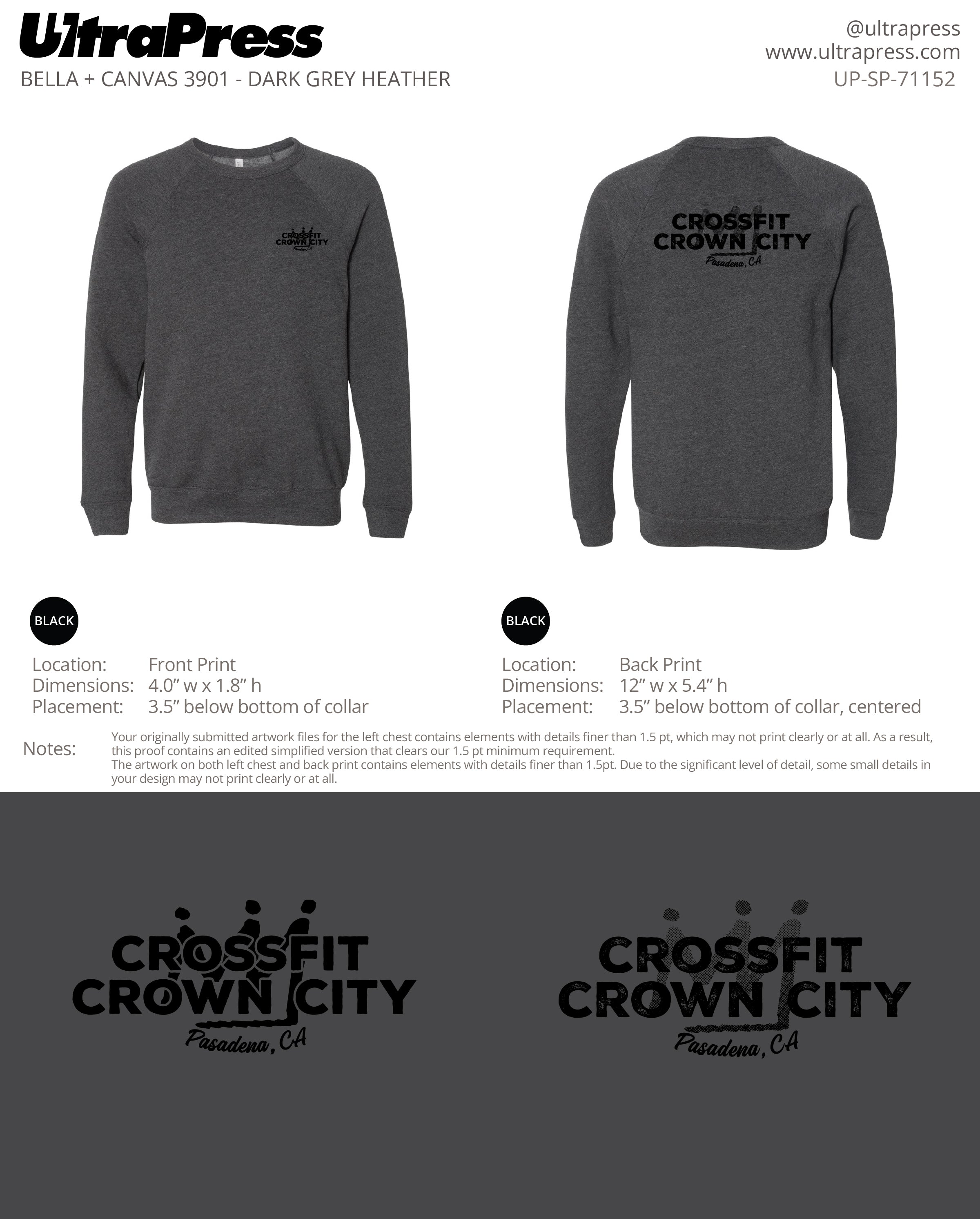 UP-SP-71152 Crossfit Crown City Black Ink SWEATERS - Adam Ridley 24 Min Qty (Bulk)