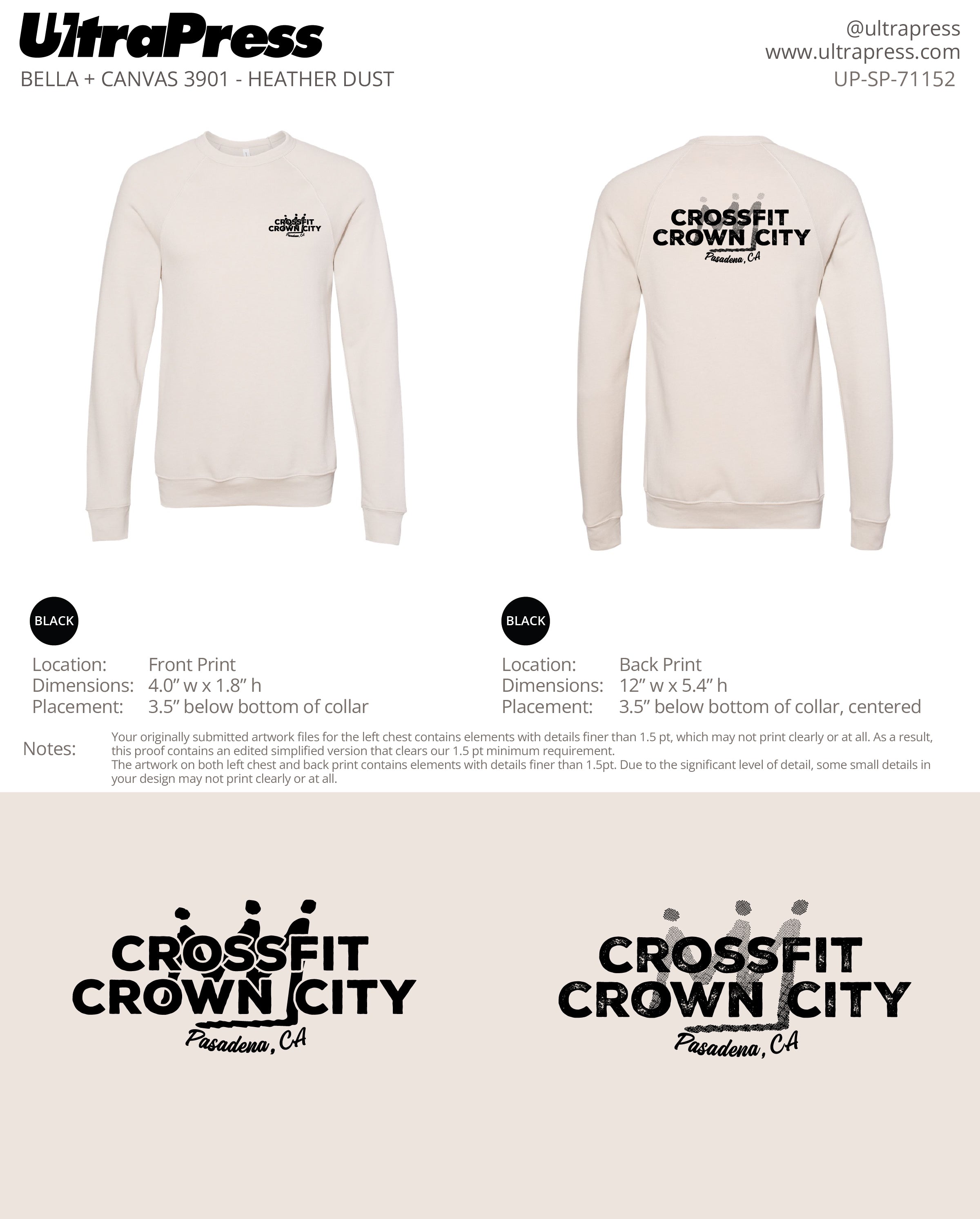 UP-SP-71152 Crossfit Crown City Black Ink SWEATERS - Adam Ridley 24 Min Qty (Bulk)
