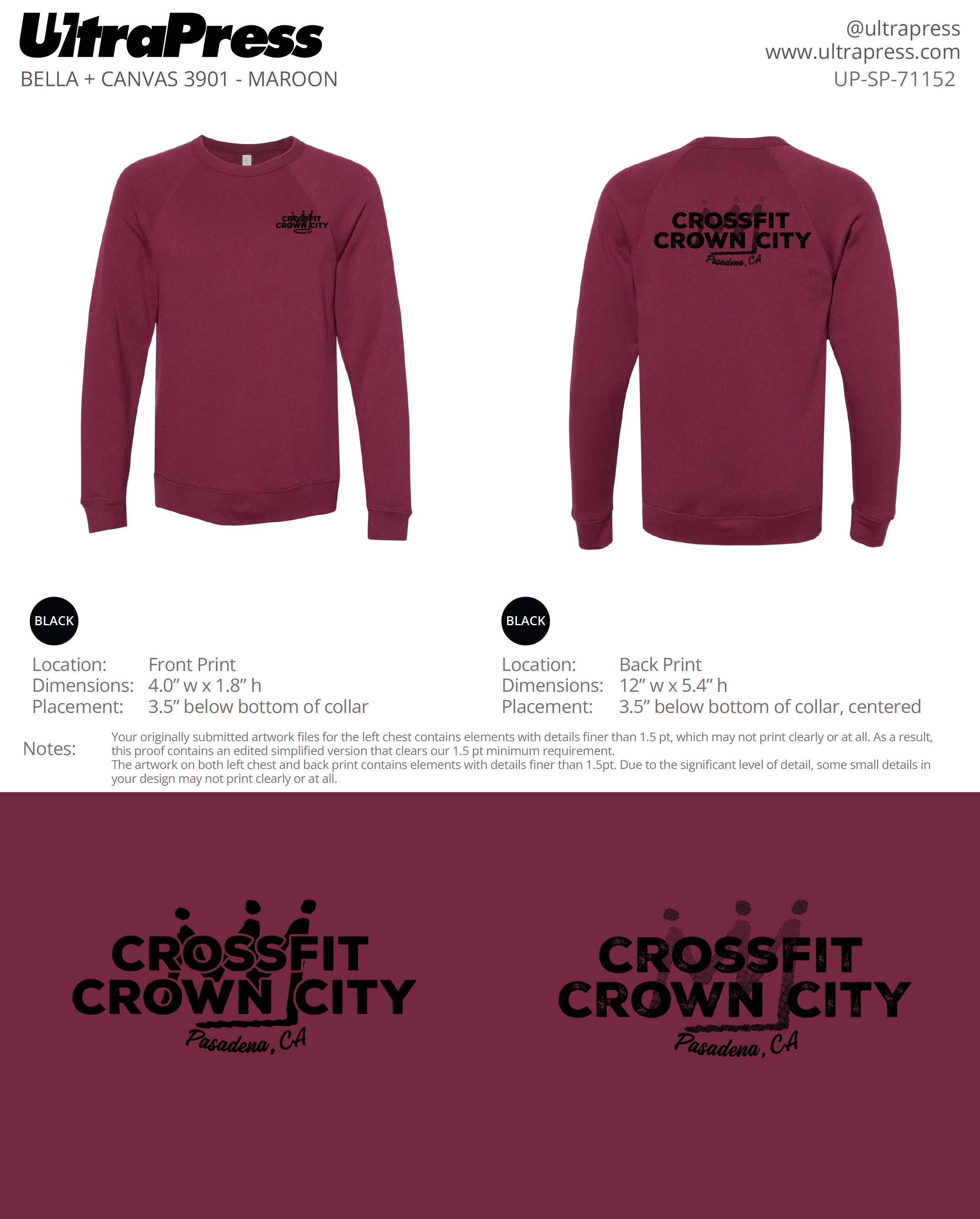 UP-SP-71152 Crossfit Crown City Black Ink SWEATERS - Adam Ridley 24 Min Qty (Bulk)