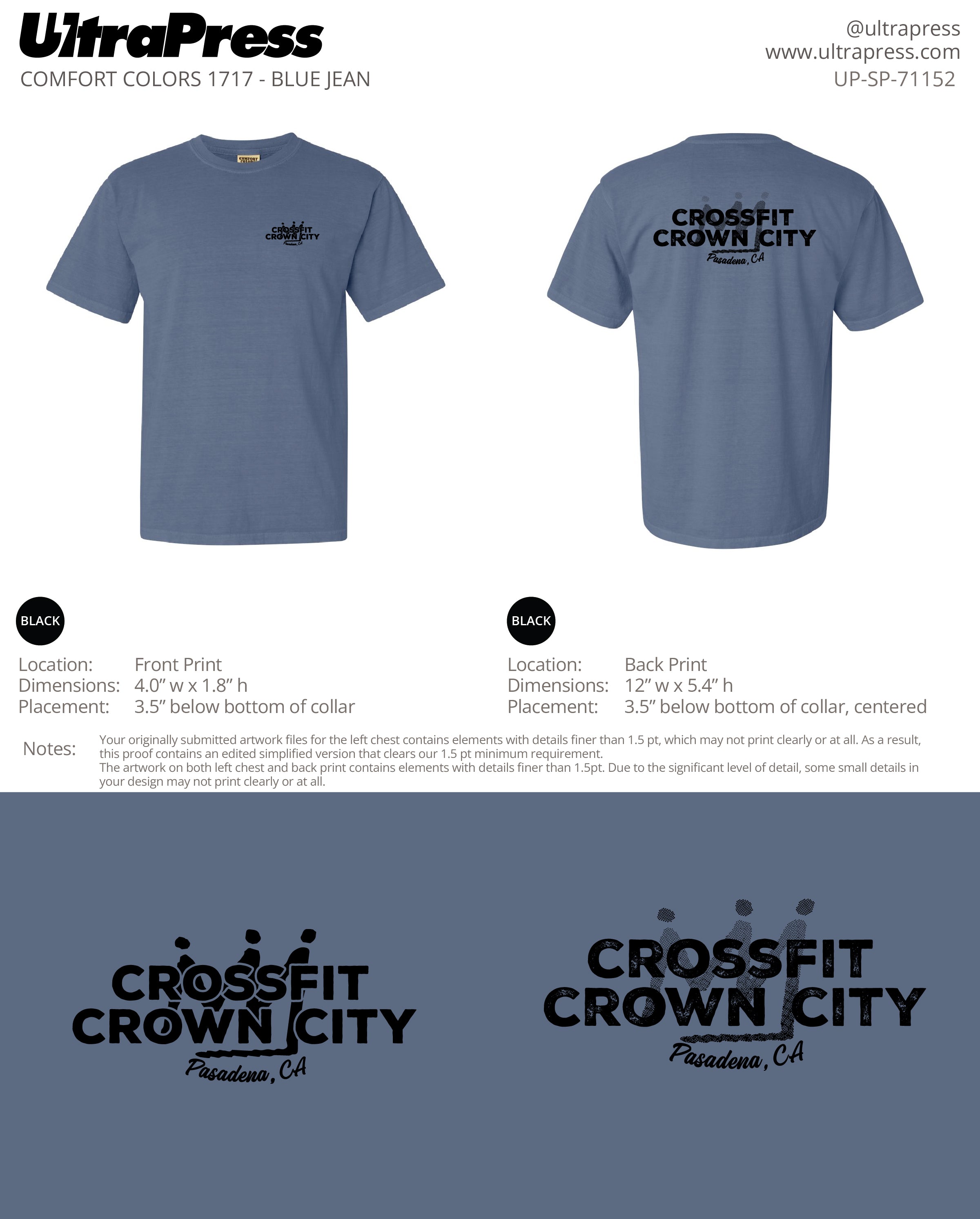 UP-SP-71152 Crossfit Crown City Black Ink SHIRTS - Adam Ridley 24 Min Qty (Bulk)