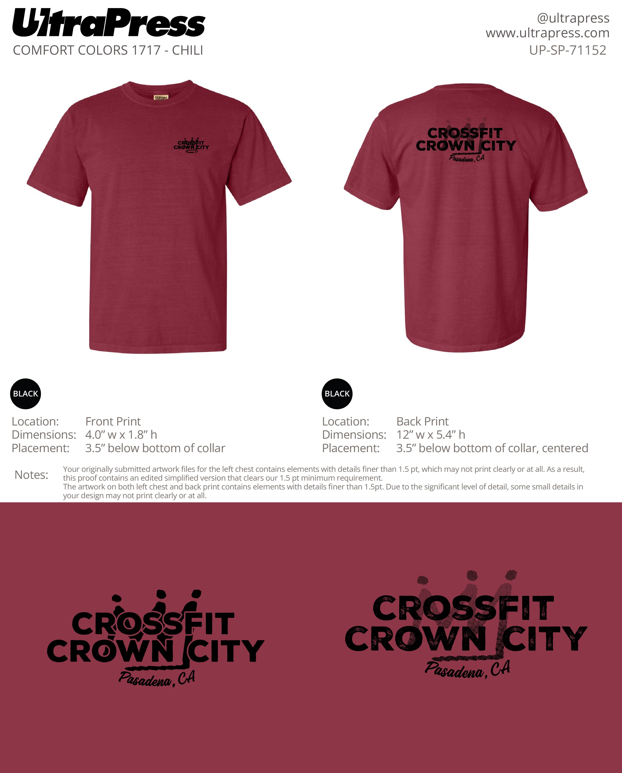 UP-SP-71152 Crossfit Crown City Black Ink SHIRTS - Adam Ridley 24 Min Qty (Bulk)