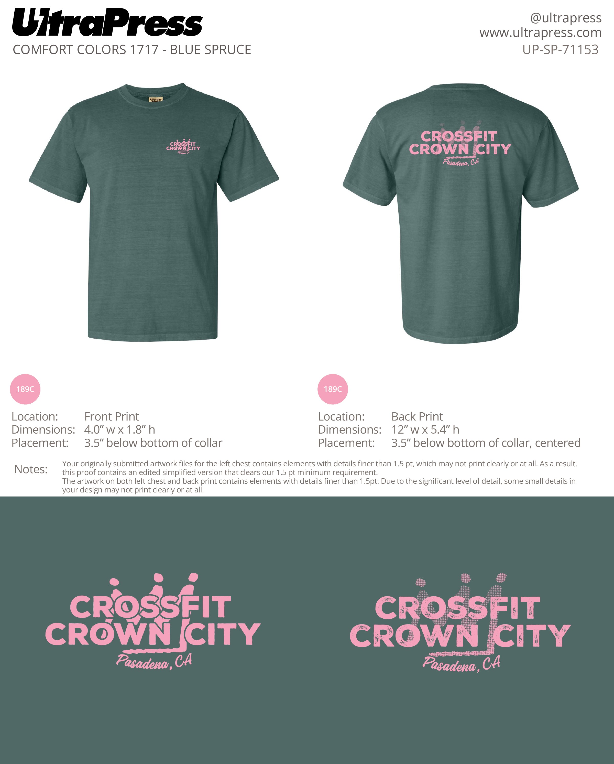 UP-SP-71153 Crossfit Crown City Pink Ink SHIRTS - Adam Ridley 24 Min Qty (Bulk)