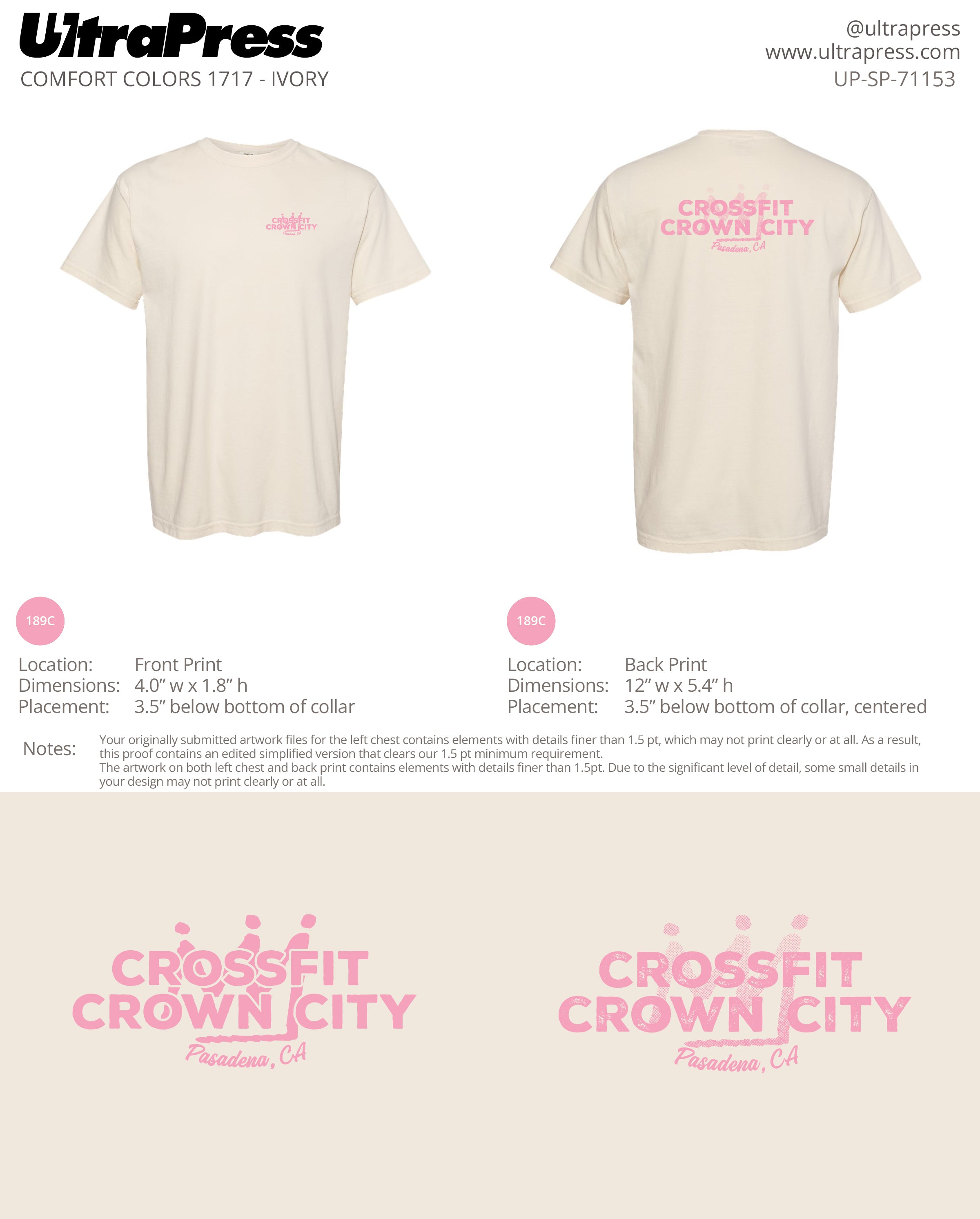 UP-SP-71153 Crossfit Crown City Pink Ink SHIRTS - Adam Ridley 24 Min Qty (Bulk)
