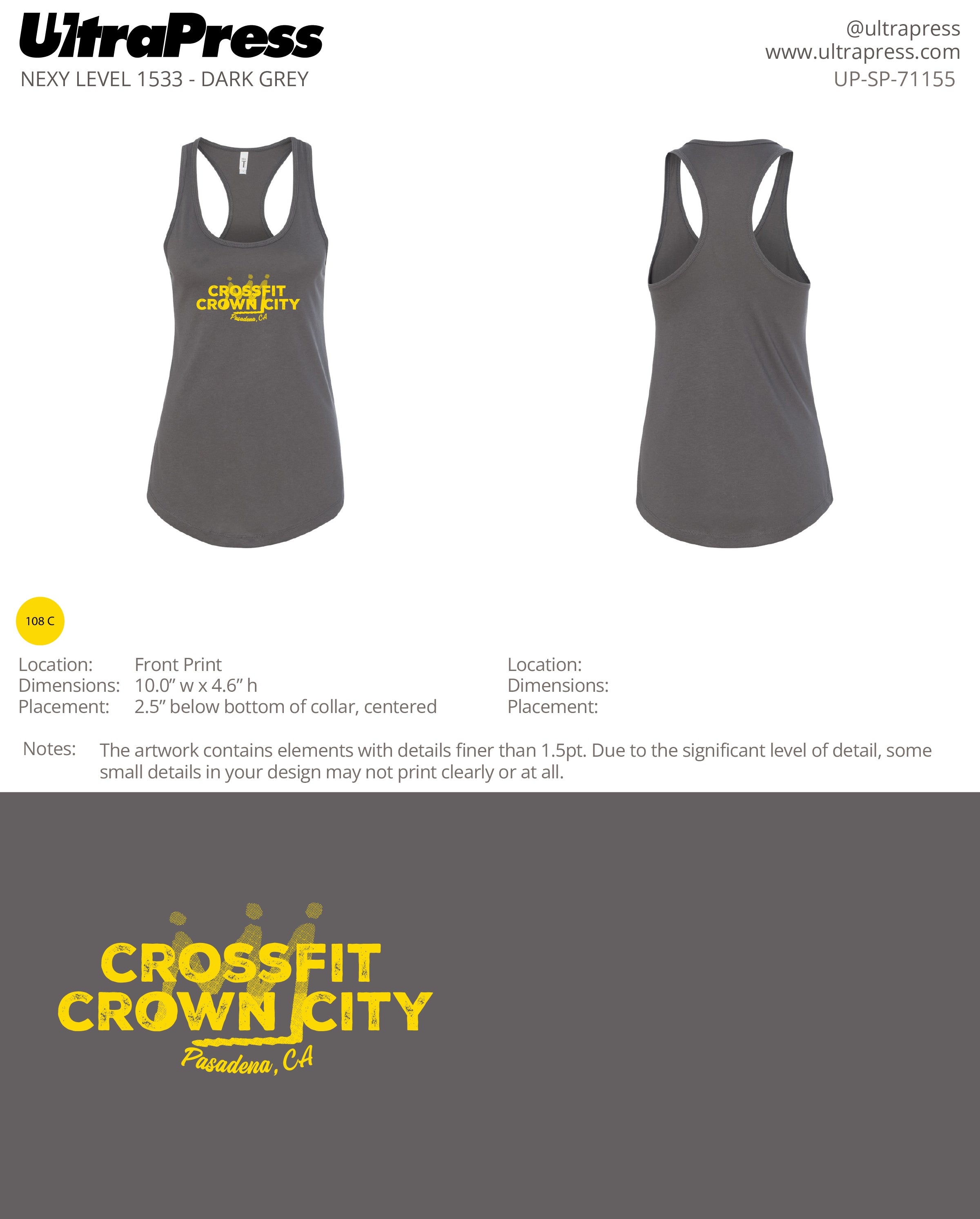 UP-SP-71155 Crossfit Crown City Racer Yellow Ink - Adam Ridley 24 Min Qty (Bulk)