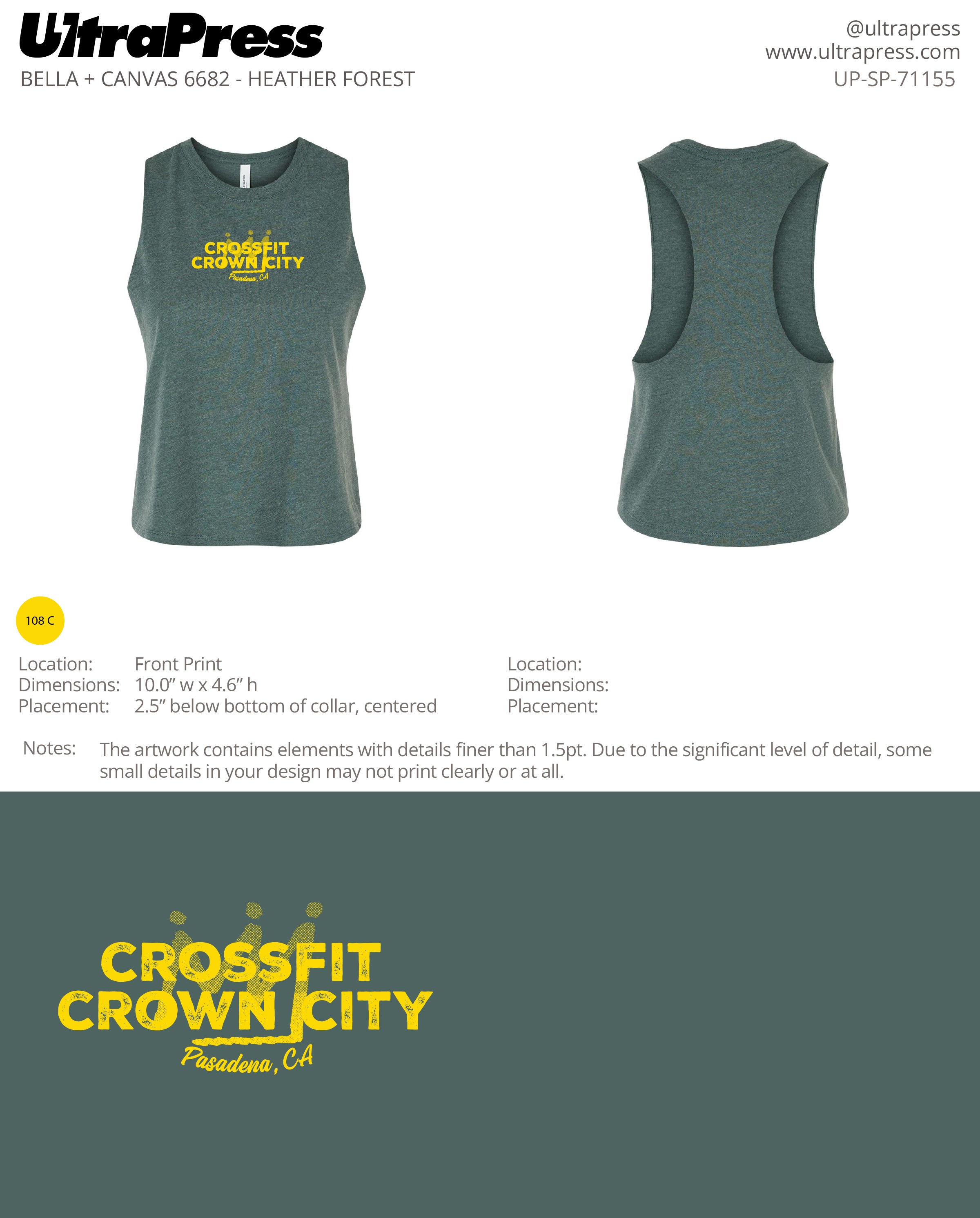 UP-SP-71155 Crossfit Crown City Racer Yellow Ink - Adam Ridley 24 Min Qty (Bulk)