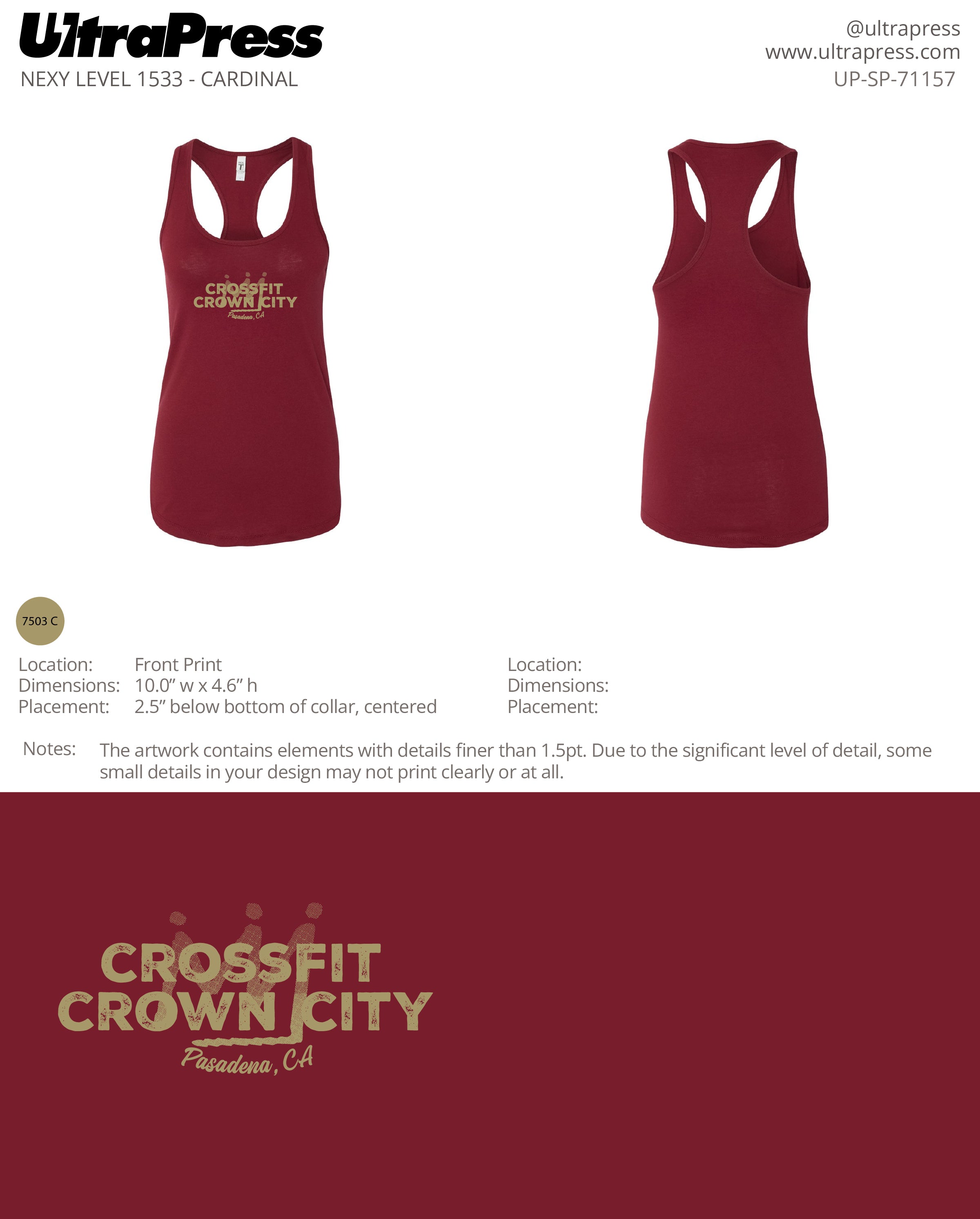 UP-SP-71157 Crossfit Crown City Racer Green Ink - Adam Ridley 24 Min Qty (Bulk)