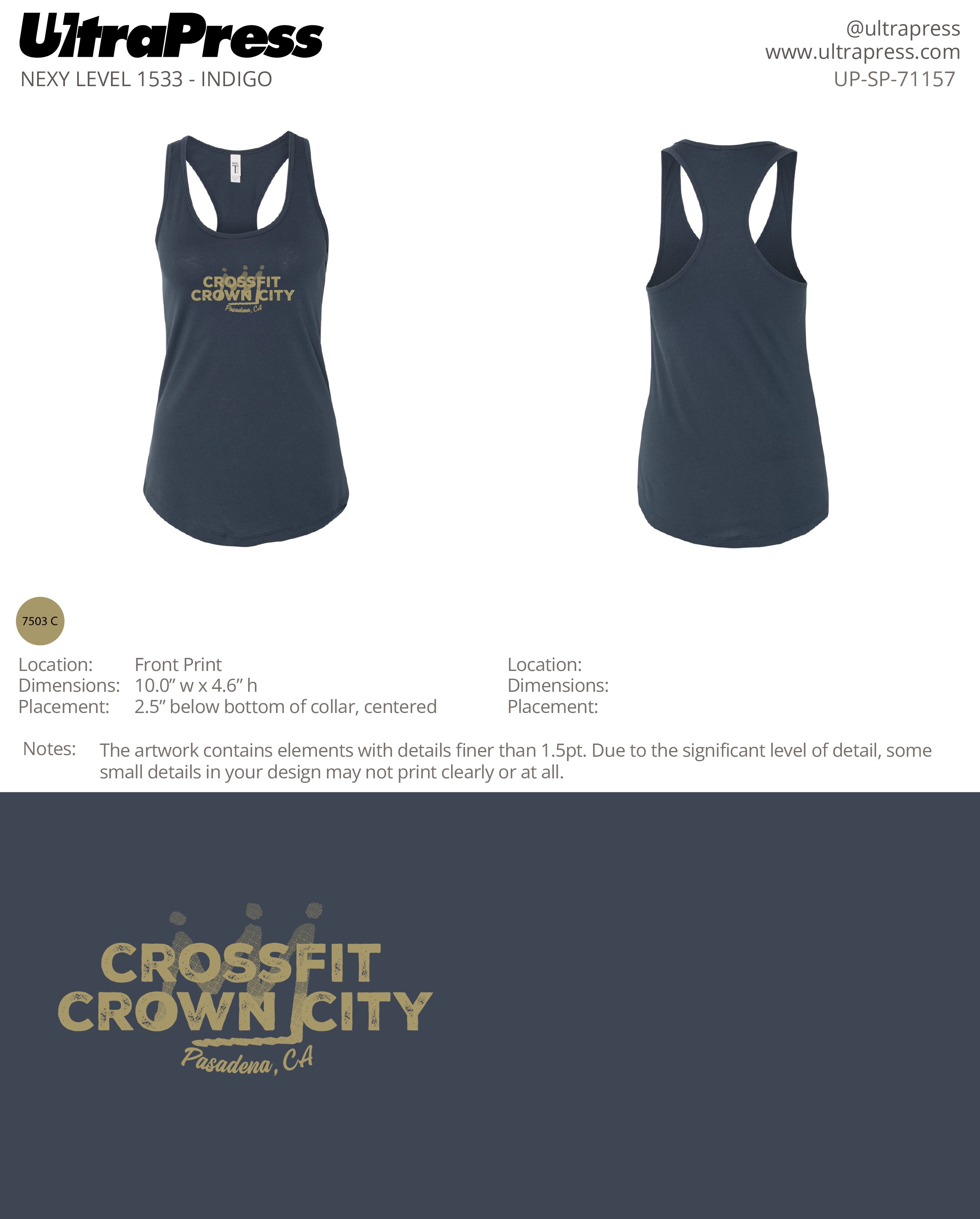 UP-SP-71157 Crossfit Crown City Racer Green Ink - Adam Ridley 24 Min Qty (Bulk)