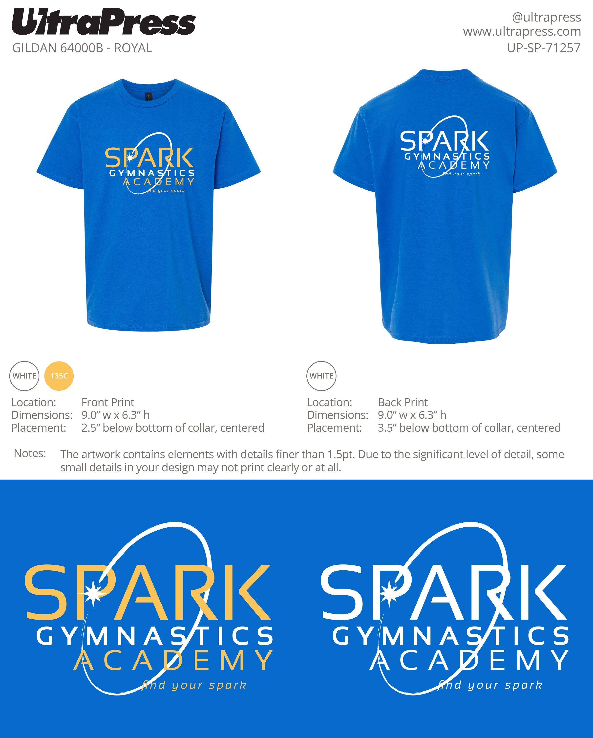 UP-SP-71257 Spark Gymnastics Academy - Lora Pineda 100 Pieces Package (Bulk)
