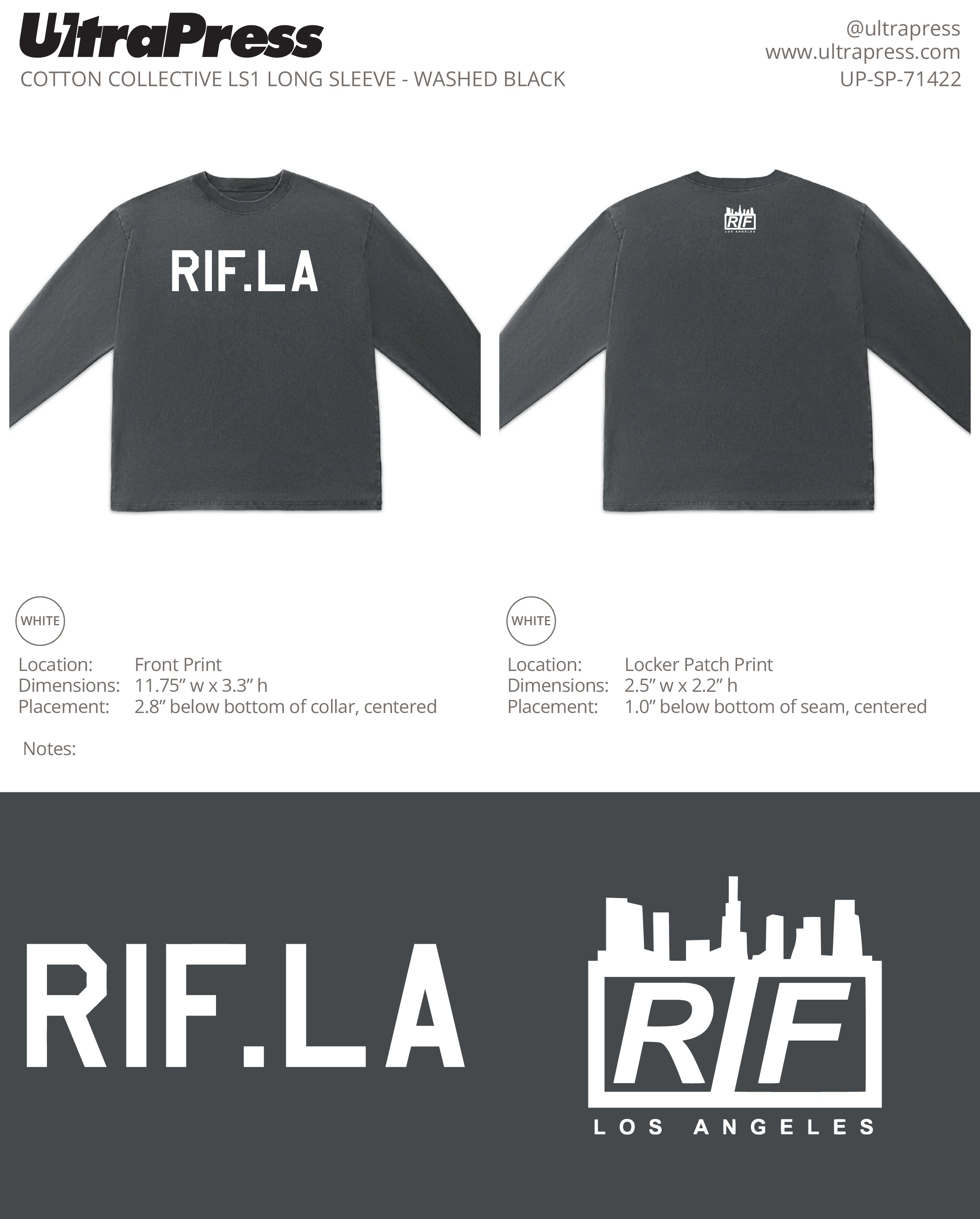 UP-SP-71422 RIF.LA Crewneck Sweatshirt - White Ink 145 Min Qty (Bulk - PRINT ONLY)