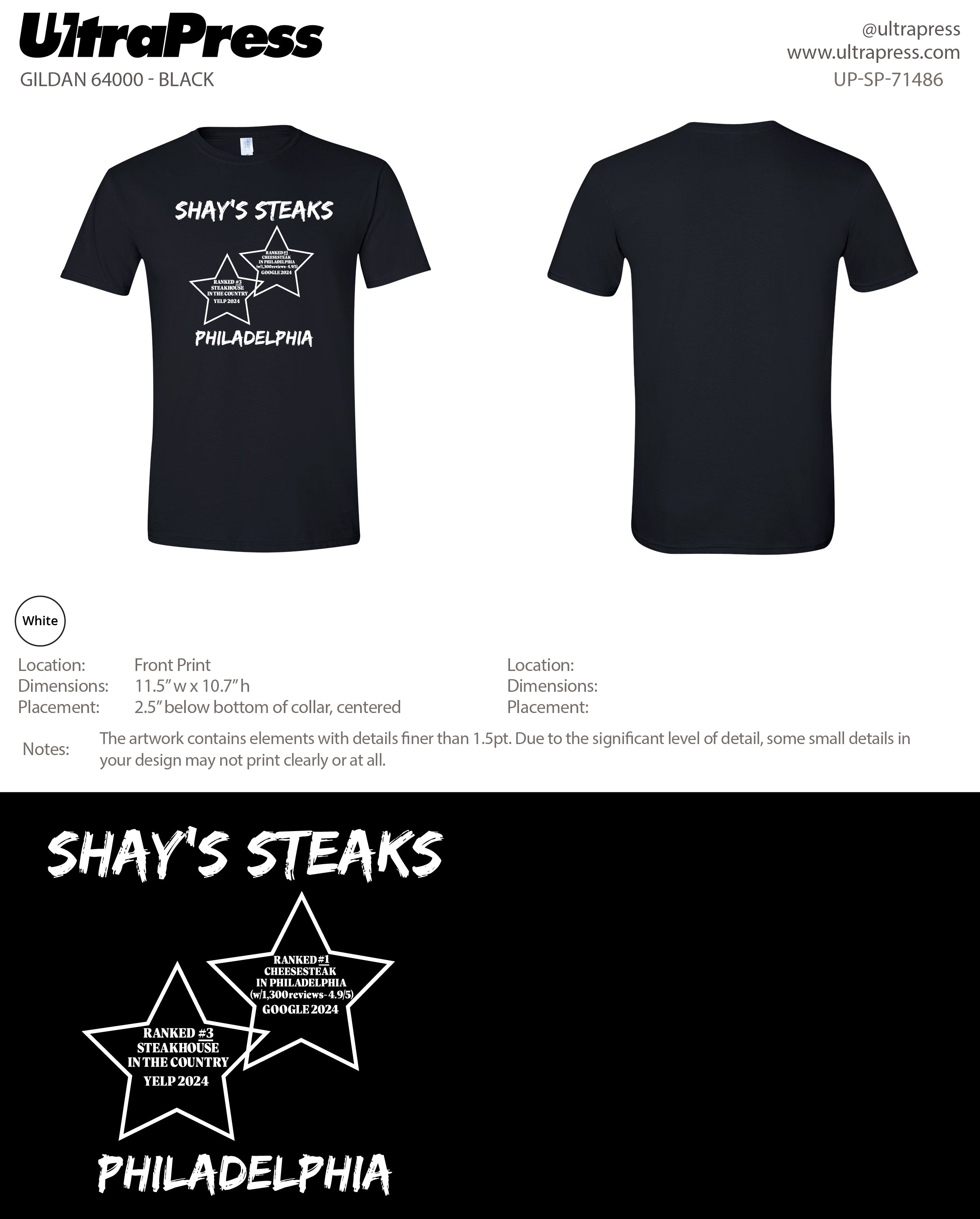 UP-SP-71486 Shay's Steaks Philadelphia- Scott Diclaudio 100 Pieces Package (Bulk)