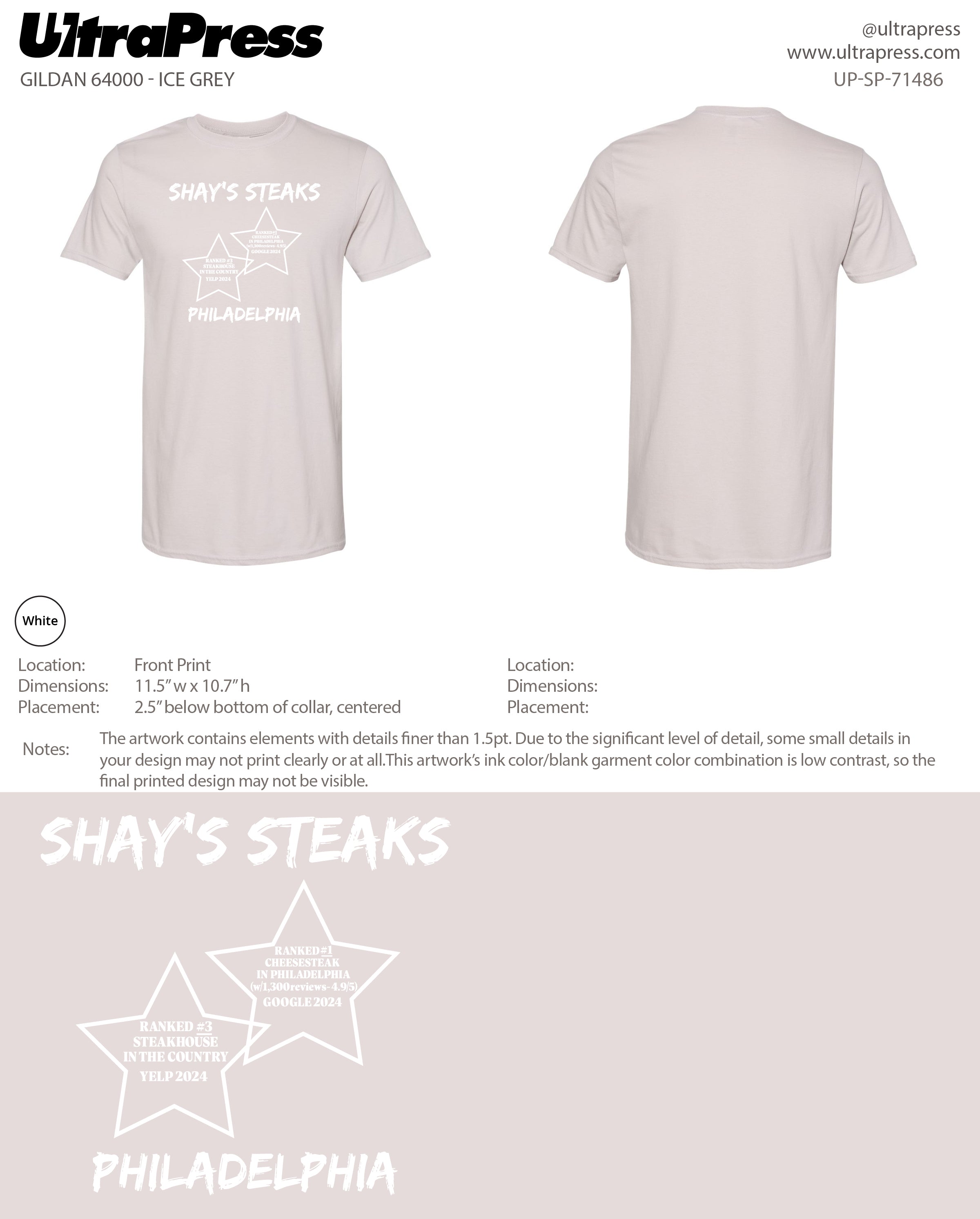 UP-SP-71486 Shay's Steaks Philadelphia- Scott Diclaudio 100 Pieces Package (Bulk)