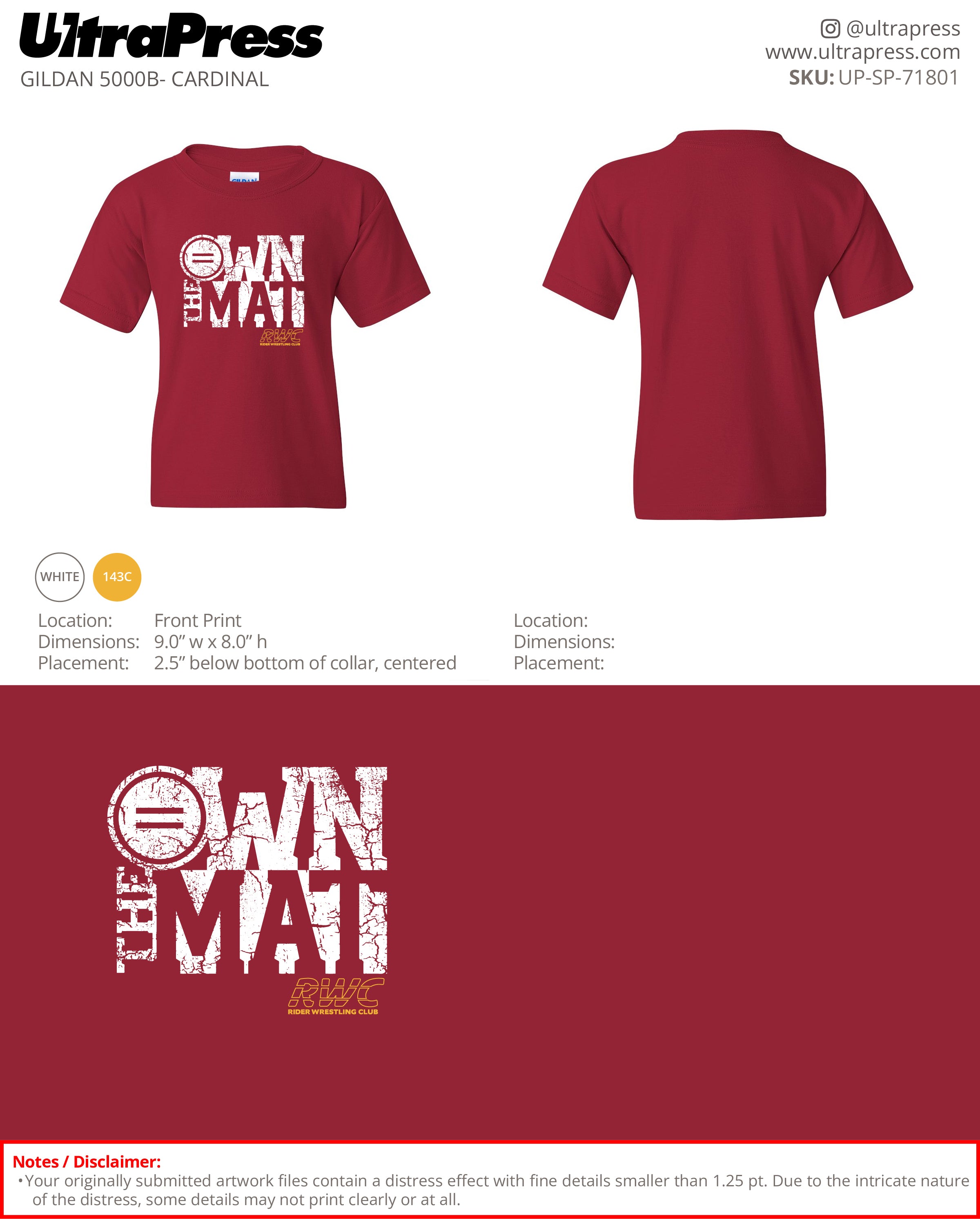 UP-SP-71801 Own The Mat (Youth) - Casey Finnicum 100 Pieces Package (Bulk)