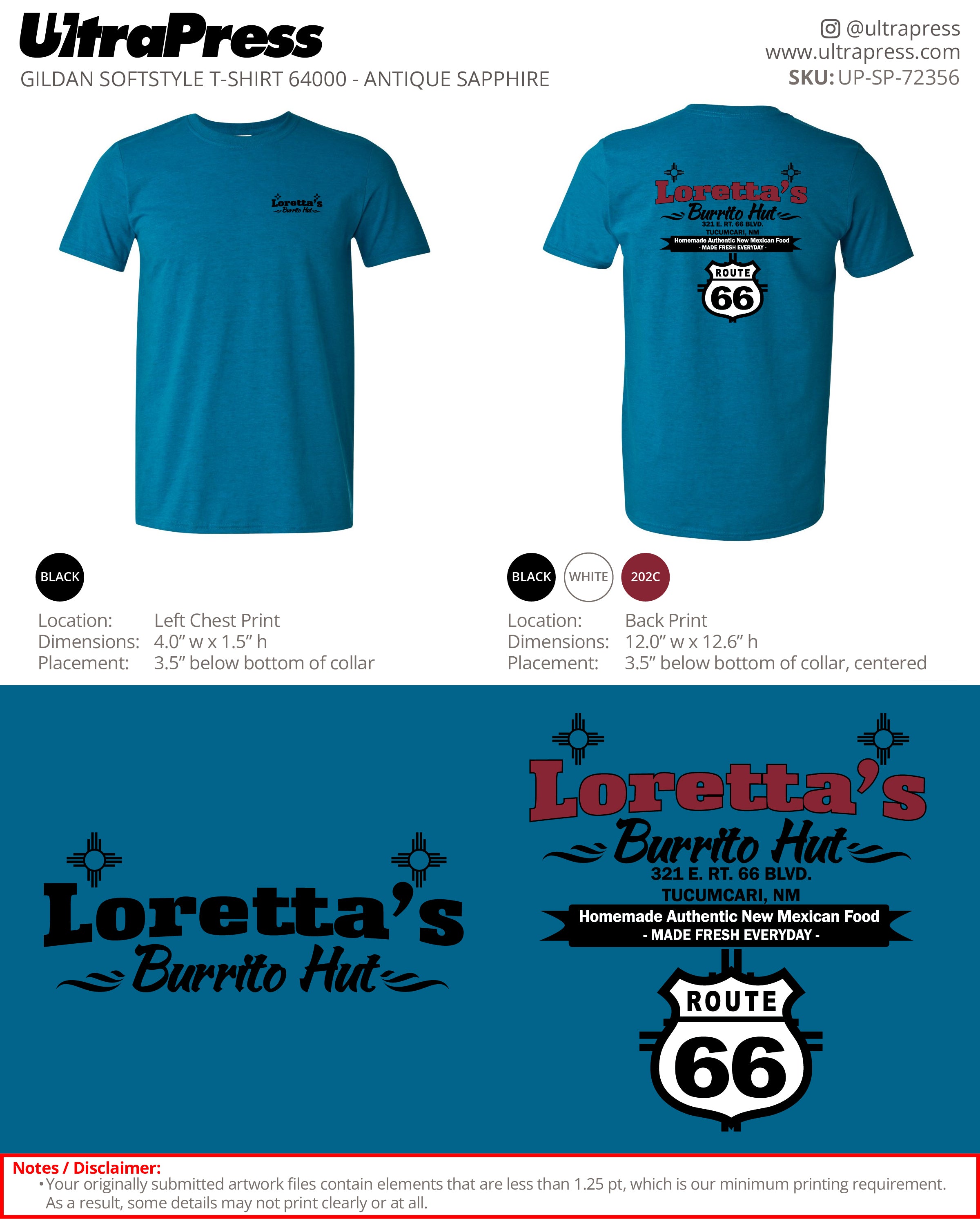 UP-SP-72356 Welcome To Loretta's Burrito Hut - Loretta Muller 100 Min Qty (Bulk)