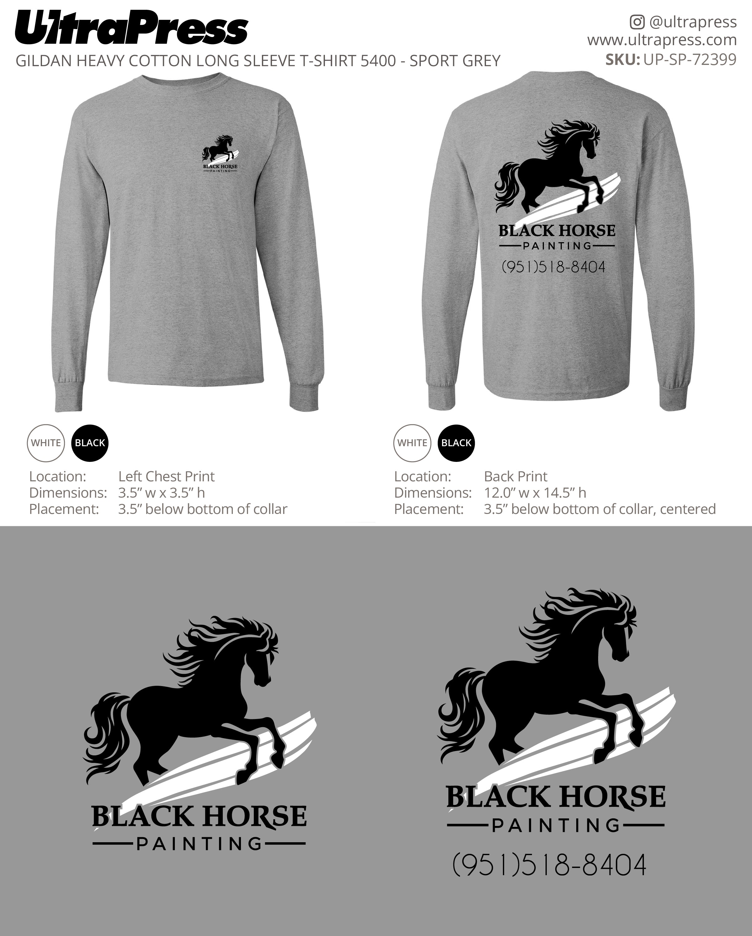 UP-SP-72399 Black Horse Painting (White Stripe) - Nancy Ramos 50 Min Qty (Bulk)